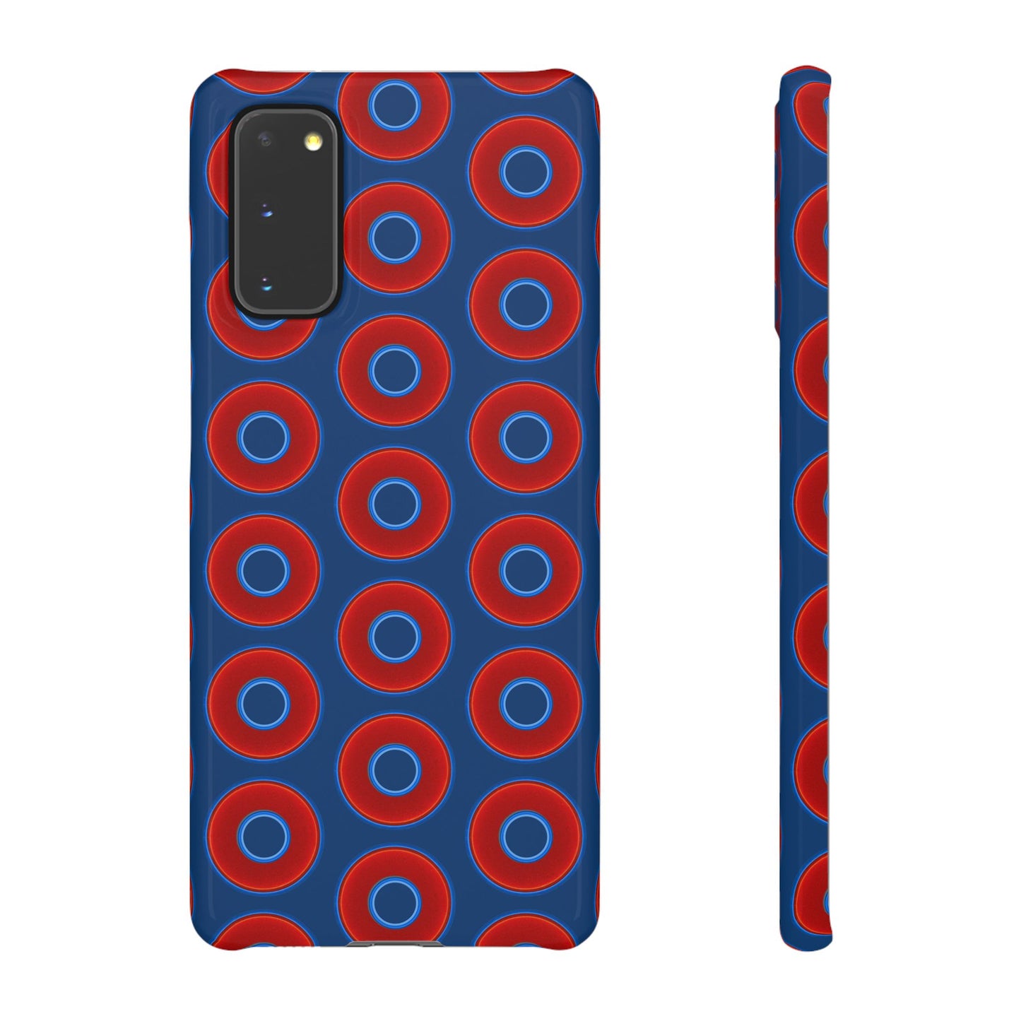 Lumpy Donut Snap Case - red vivid donut print w/Atlantic navy blue background
