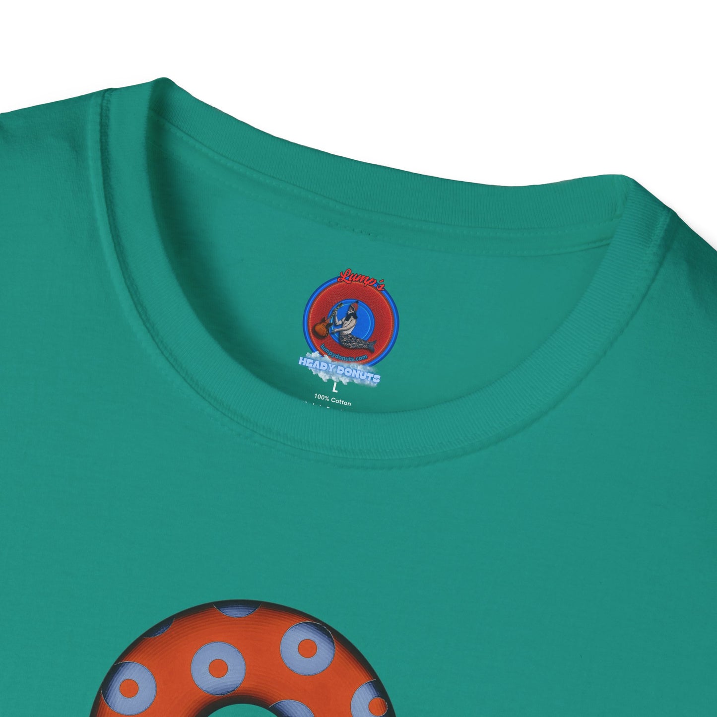 Plain Donuts/Unisex Soft-Style - "Plain Blimpy Paradoxical Donuts" - light blue/orange donuts