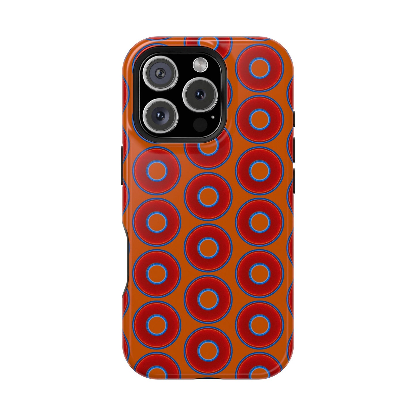 Magnetic Tough Donut Case - red vivid donut print w/dark orange background
