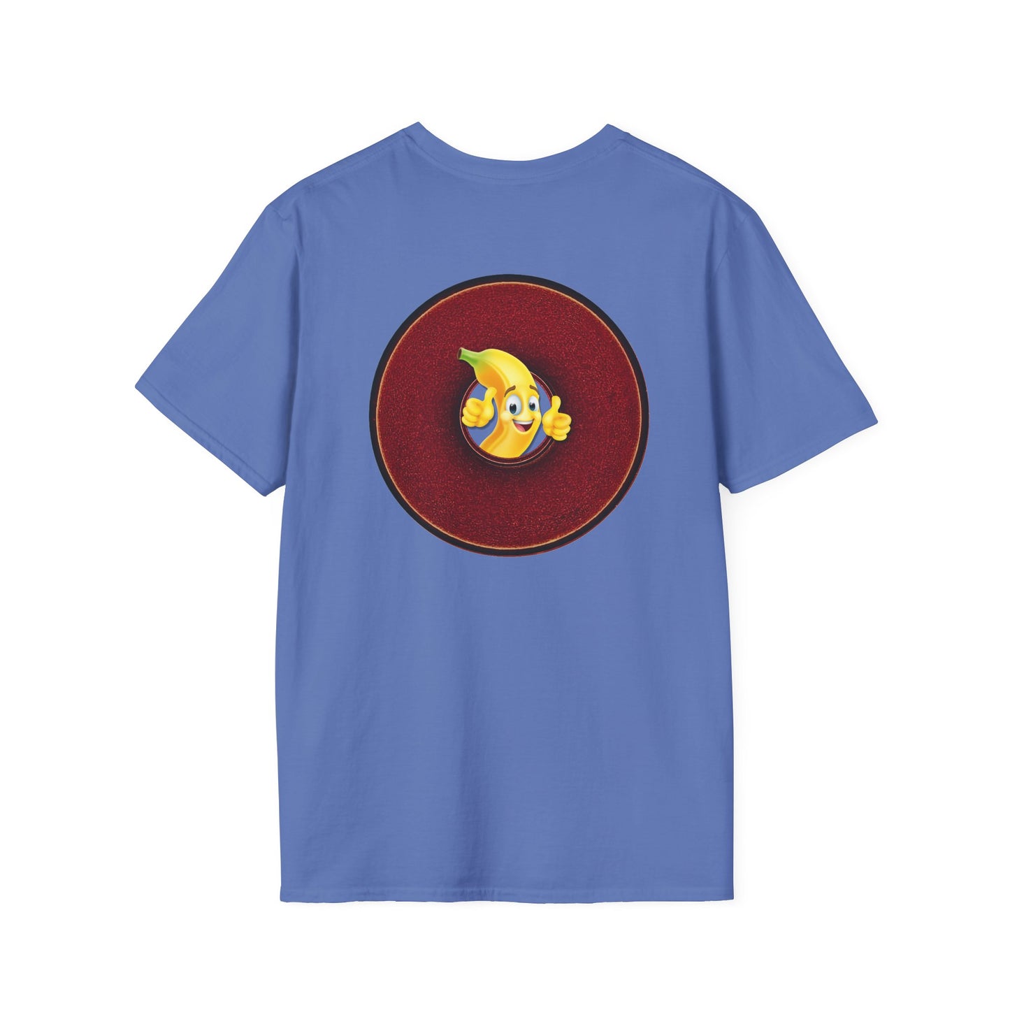 Classic Donut Tee - Unisex Soft-Style - "Dis sheet, it's bananas!" - series 1.0 - variant 4- dark red donut