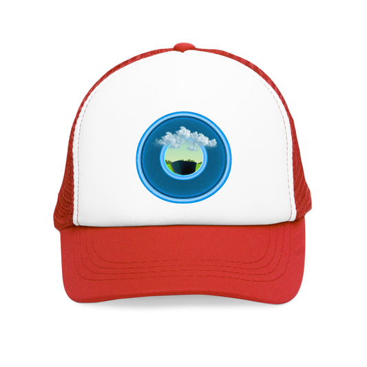 Lumpy Trucker Hat - "Got Rhombus?" - variant 1 - blue/blue donut