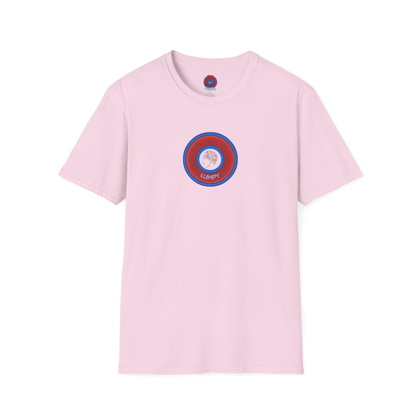 Classic Donut Tee - Unisex Soft-Style - "The Lumpy Donut" - variant 1 - red/blue donut