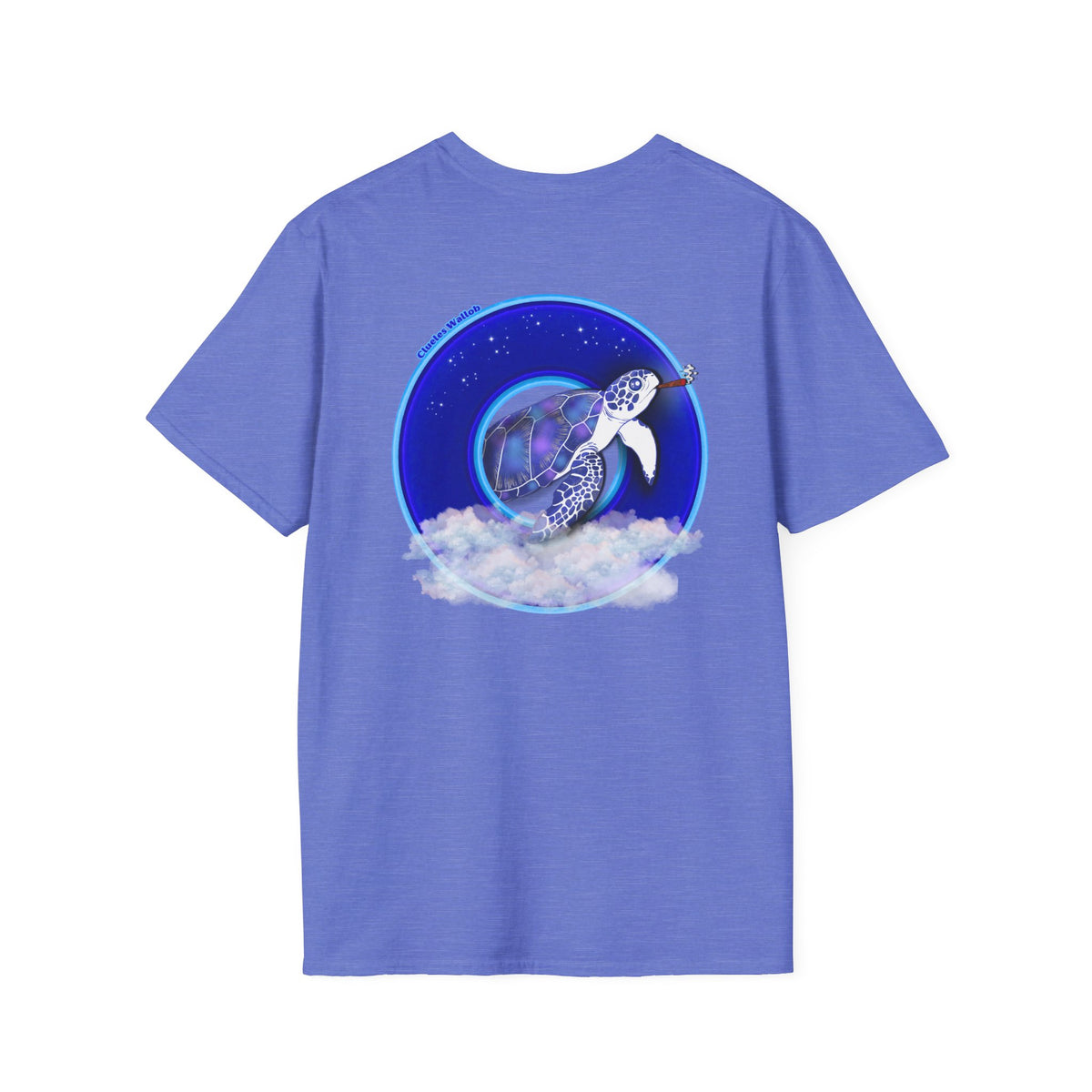 Classic Donut Tee - Unisex Soft-Style - "Clueless Wallob's Donuts" - vivid blue sky donut