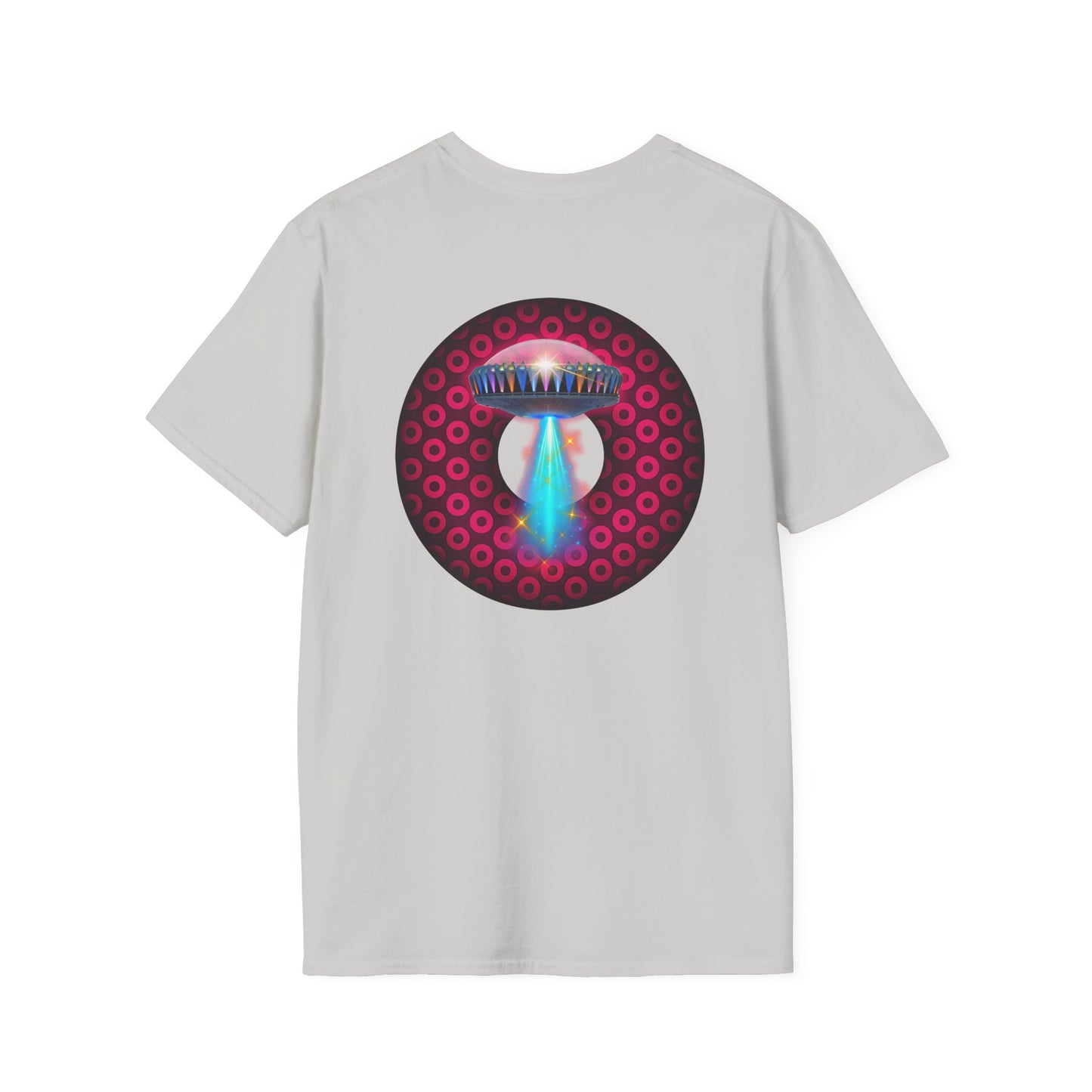 Classic Donut Tee - Unisex Soft-Style - "Donuts now Served on the Mothership" - series 1.0  - variant 2  - red/red paradoxical donut