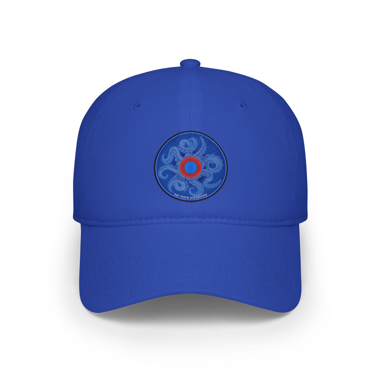 Lumpy Donut Baseball Cap - "Roger Moore's Donut" - variant 4 - vivid blue/red donut w/