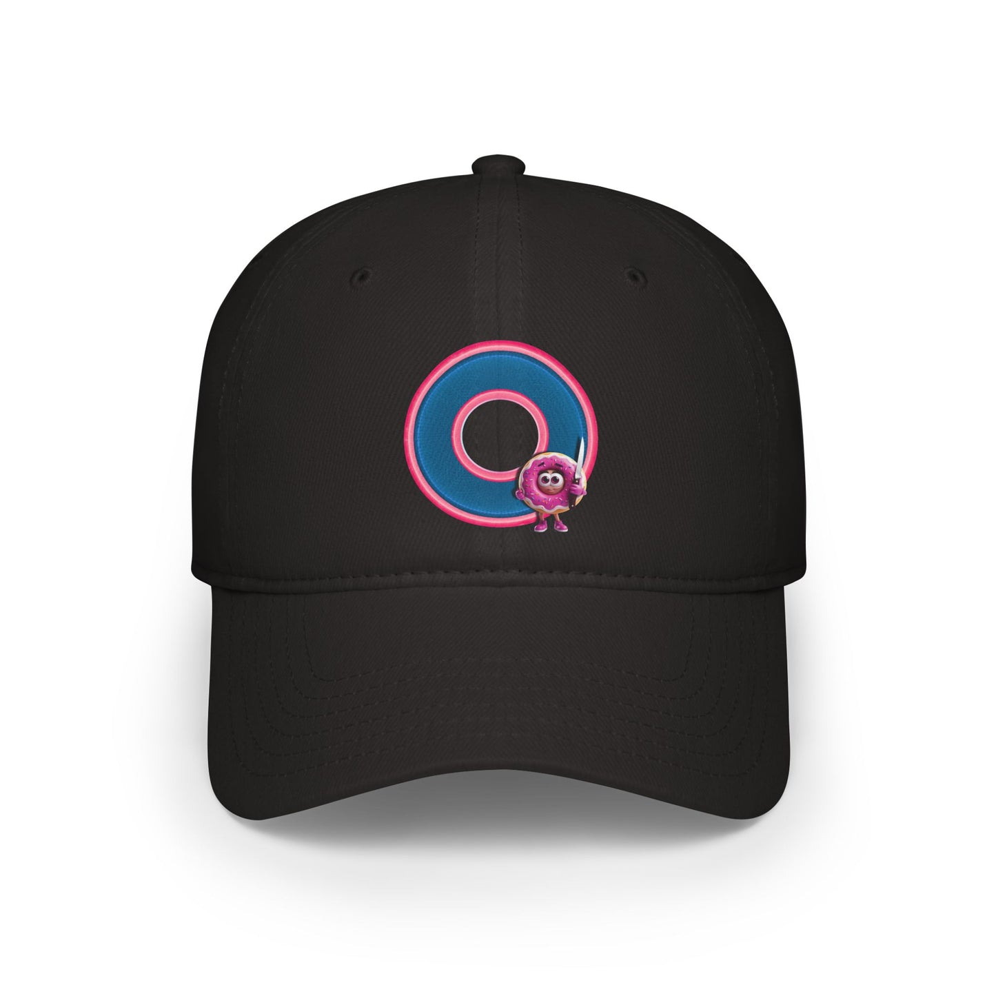 Lumpy Donut Baseball Cap - "My Phriend The Donut's Cap" - variant 2 - blue/pink rustic donut w/