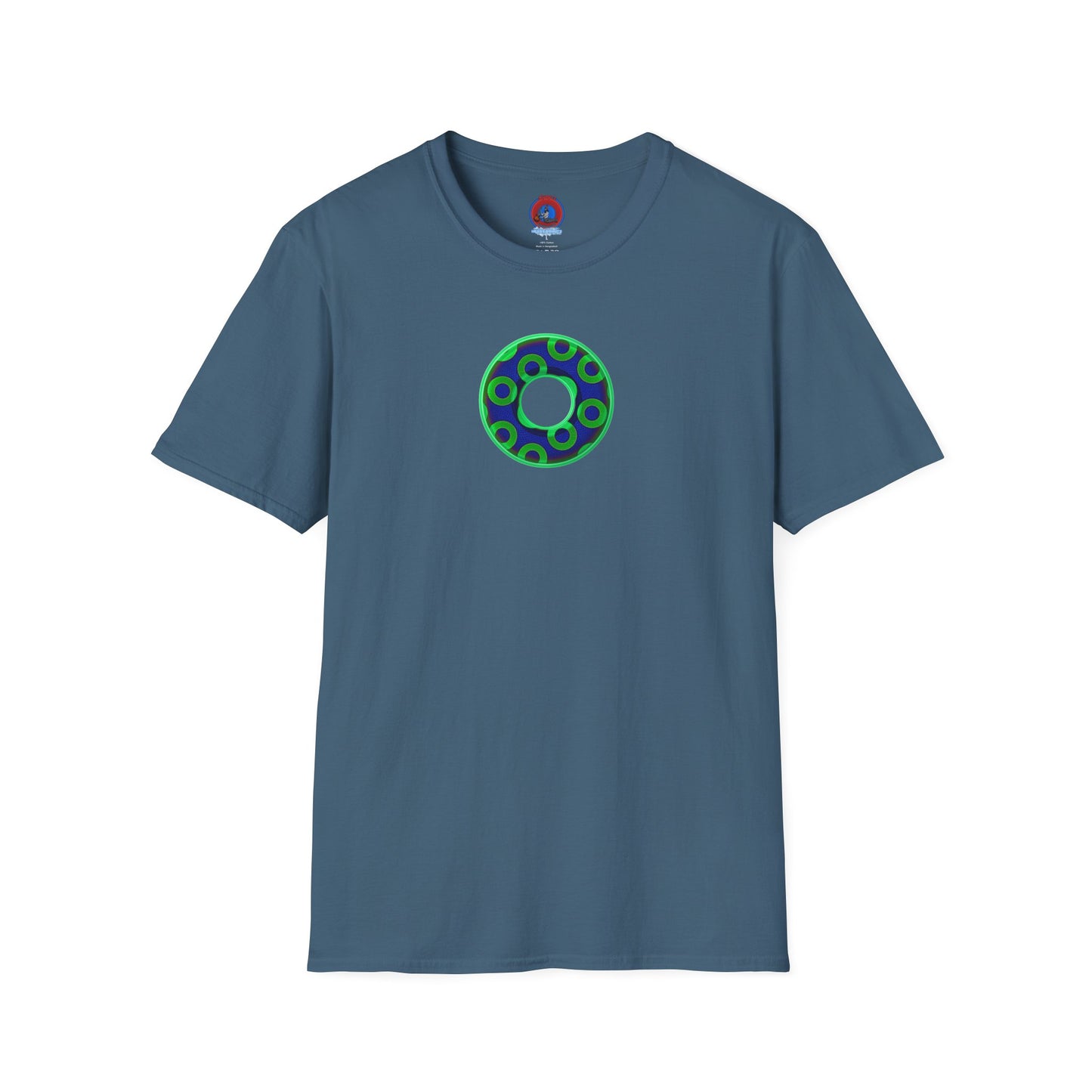 Plain Donuts/Unisex Soft-Style - "Plain Rustic Paradoxical Donuts" - light green/dark blue donuts