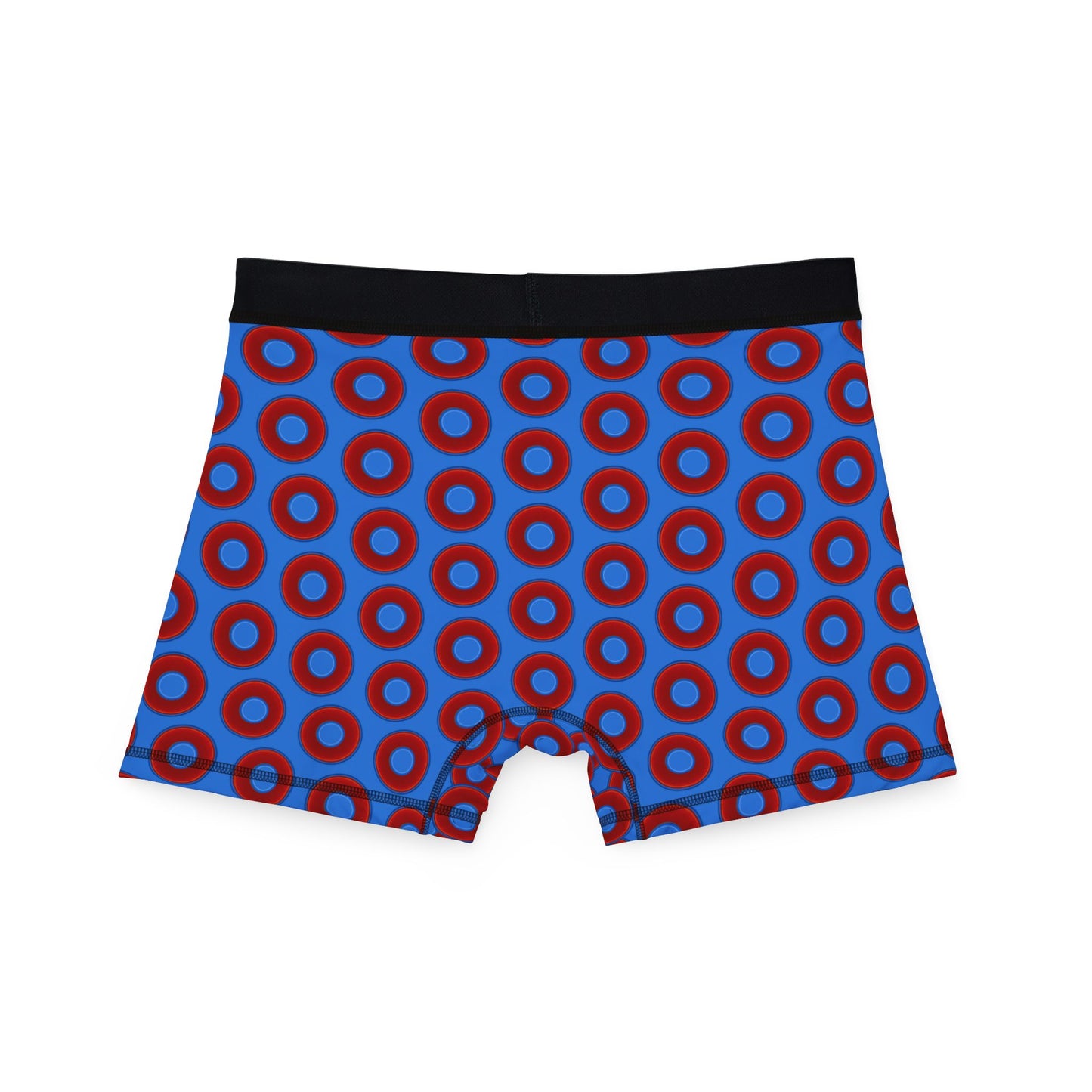 Men's Donut Boxers - red vivid donuts w/light royal blue background