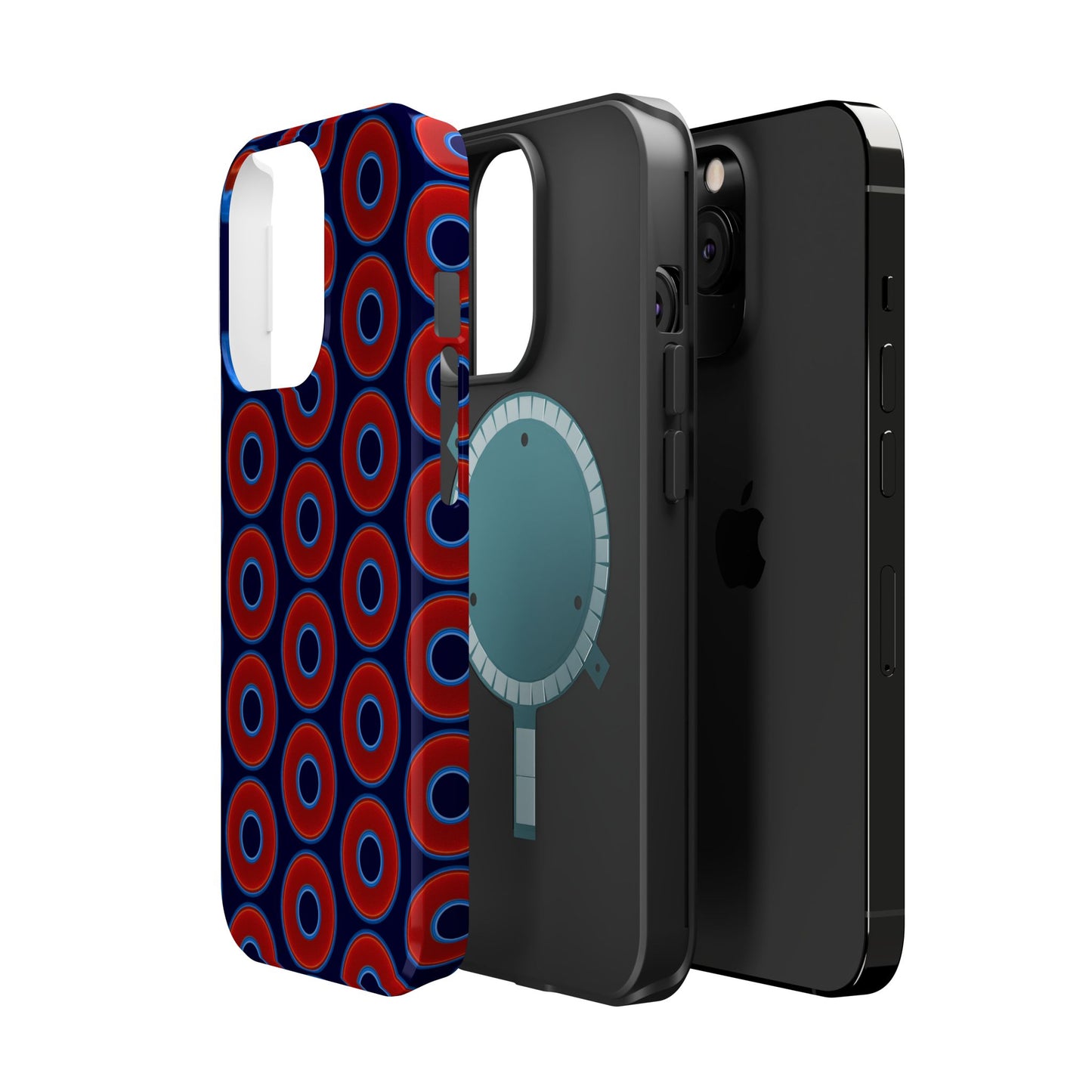 Magnetic Tough Donut Case - red vivid donut print w/midnight blue background