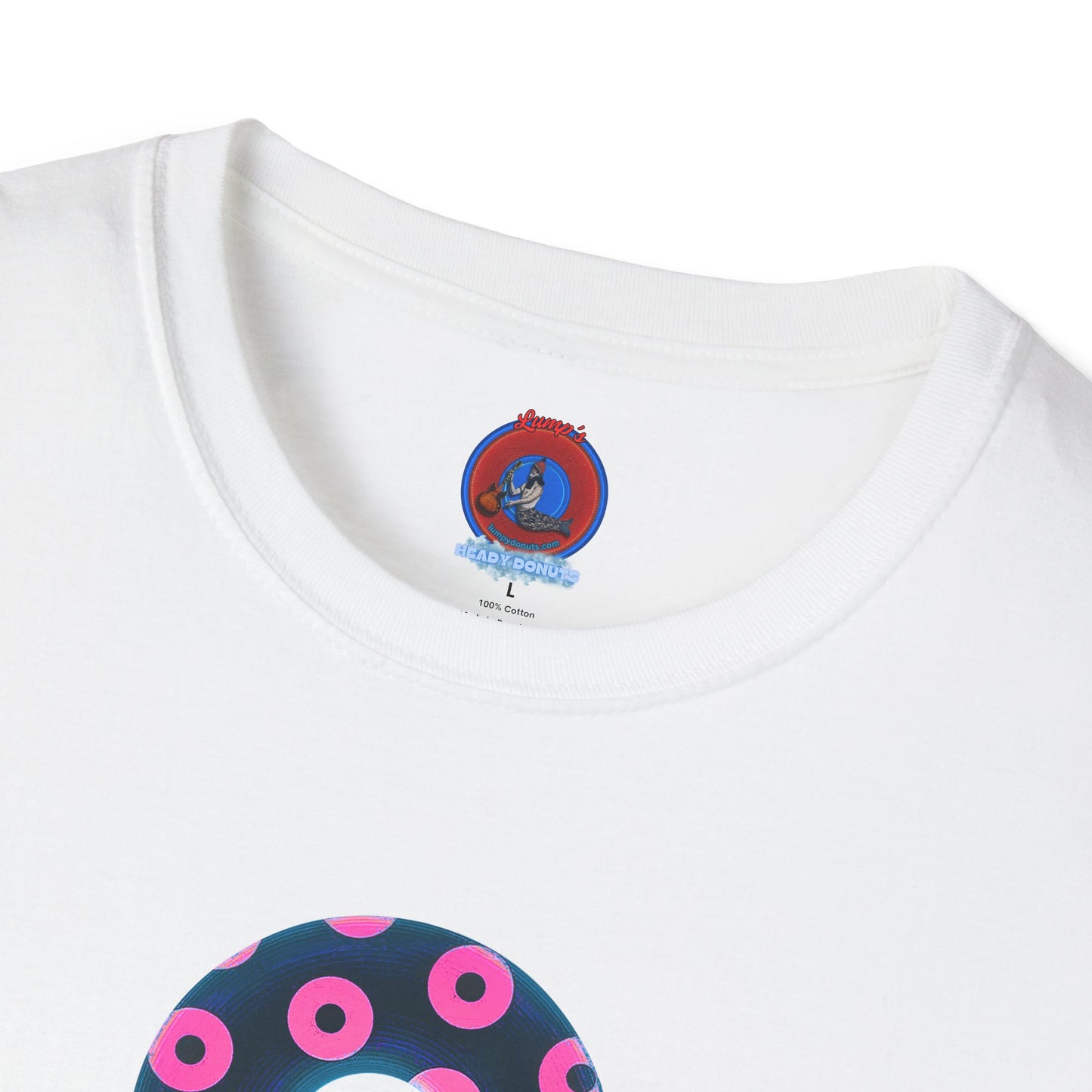 Copy of Plain Donuts/Unisex Soft-Style - "Plain Blimpy Paradoxical Donuts" - dark steel blue/vivid magenta donuts