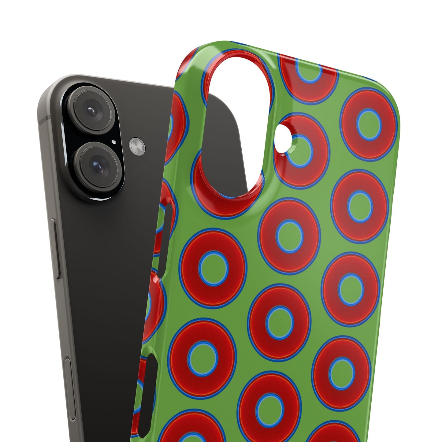<Lumpy Donut Snap Case - red vivid donut print w/light green background