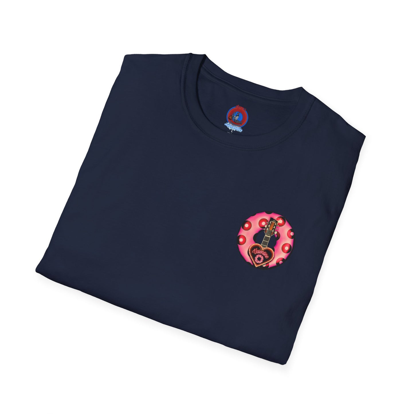 Classic Donut Tee - Unisex Soft-Style - "Would You Be My Donut?" - paradoxical faded magenta/red donut - variant 1