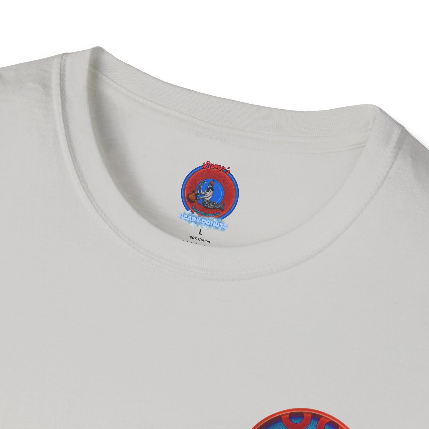 Classic Donut Tee - Unisex Soft-Style - "We All Scream It's ICE Cream" - blue/red rustic paradox donut