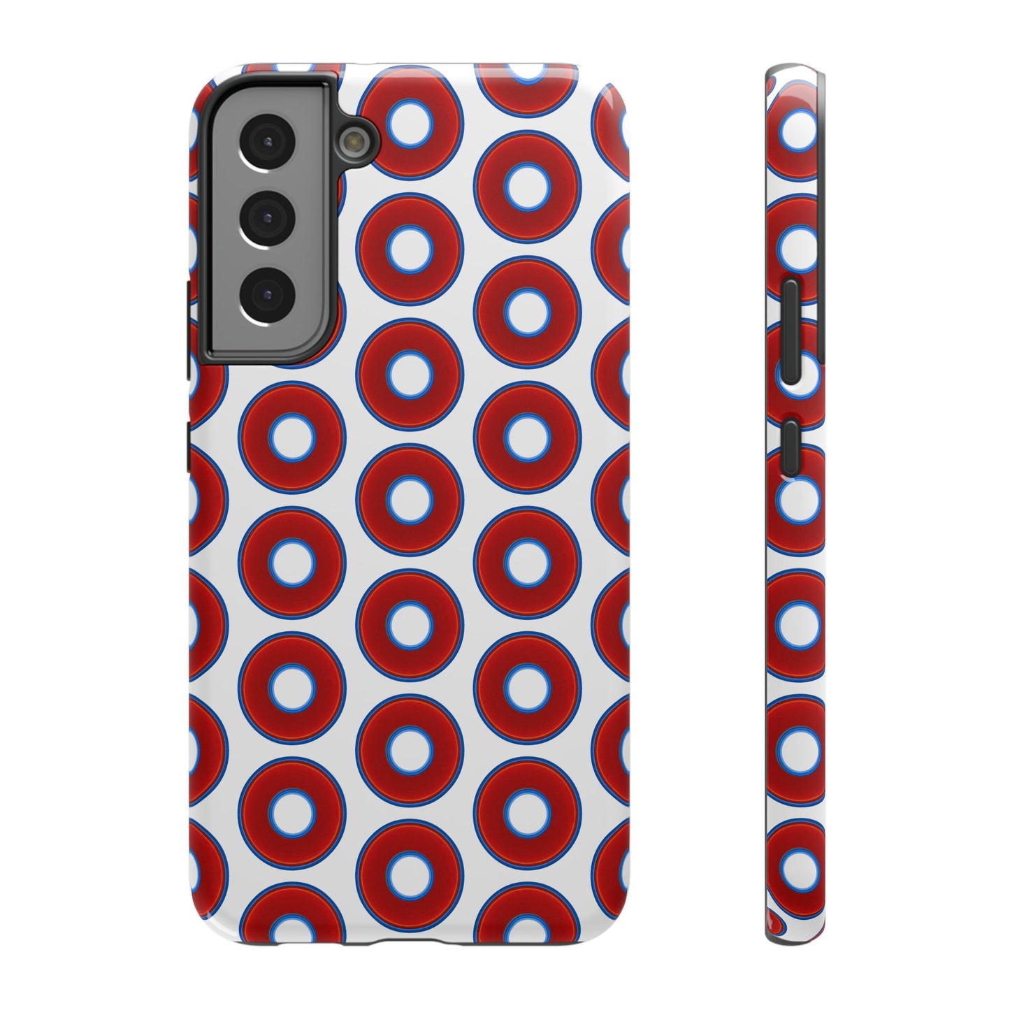 Impact-Resistant Lumpy Donut Case - red vivid donut print w/white background