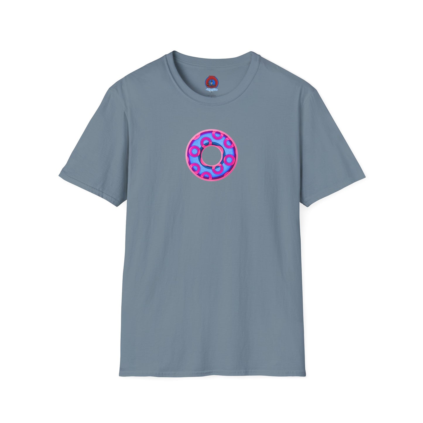 Plain Donuts/Unisex Soft-Style - "Plain Rustic Paradoxical Donuts" - light blue/magenta donuts
