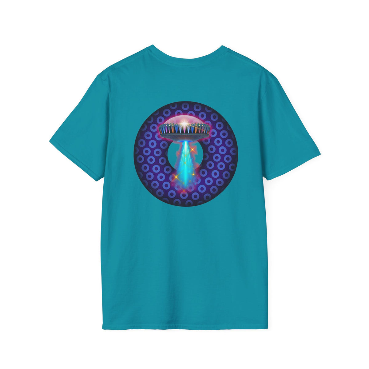 Classic Donut Tee - Unisex Soft-Style - "Donuts now Served on the Mothership" - series 1.0  - variant 5  - purple/violet paradoxical donut