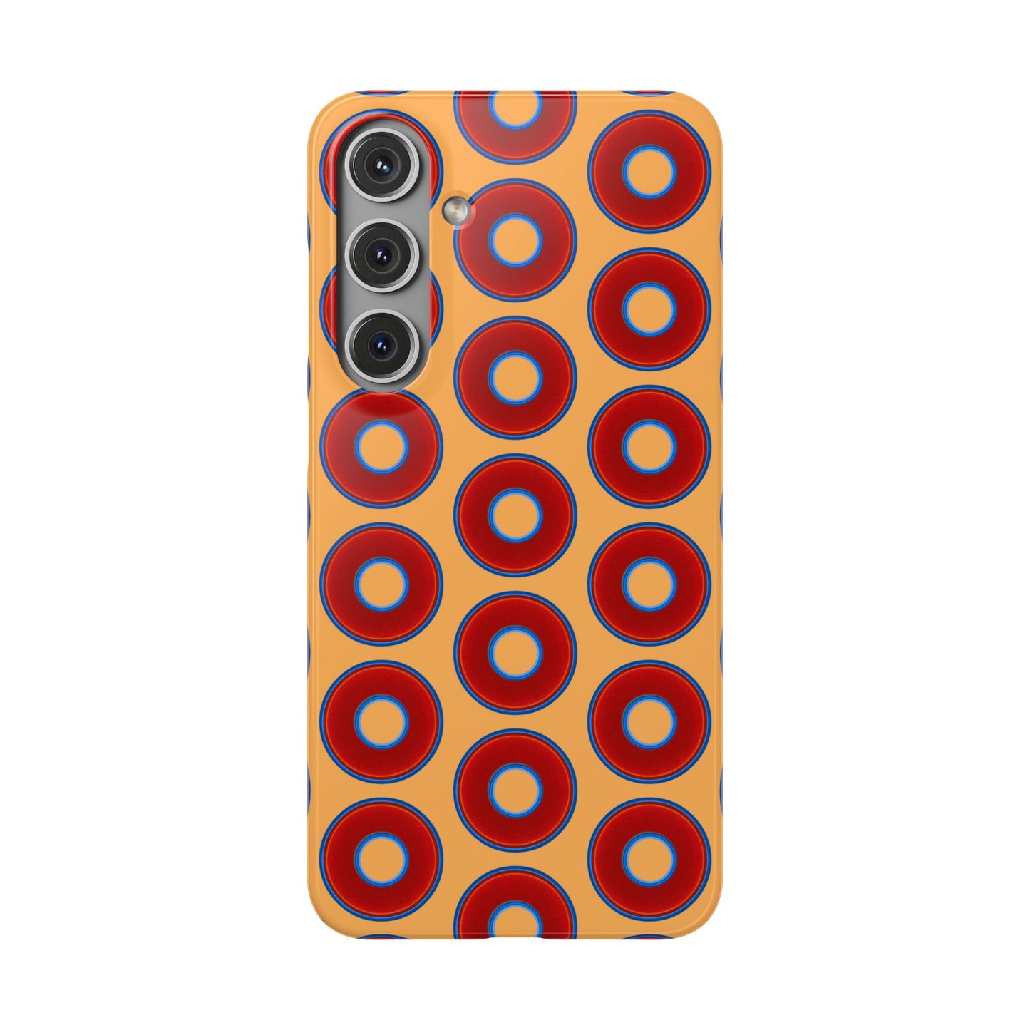 Lumpy Donut Snap Case - red vivid donut print w/creamcicle orange background
