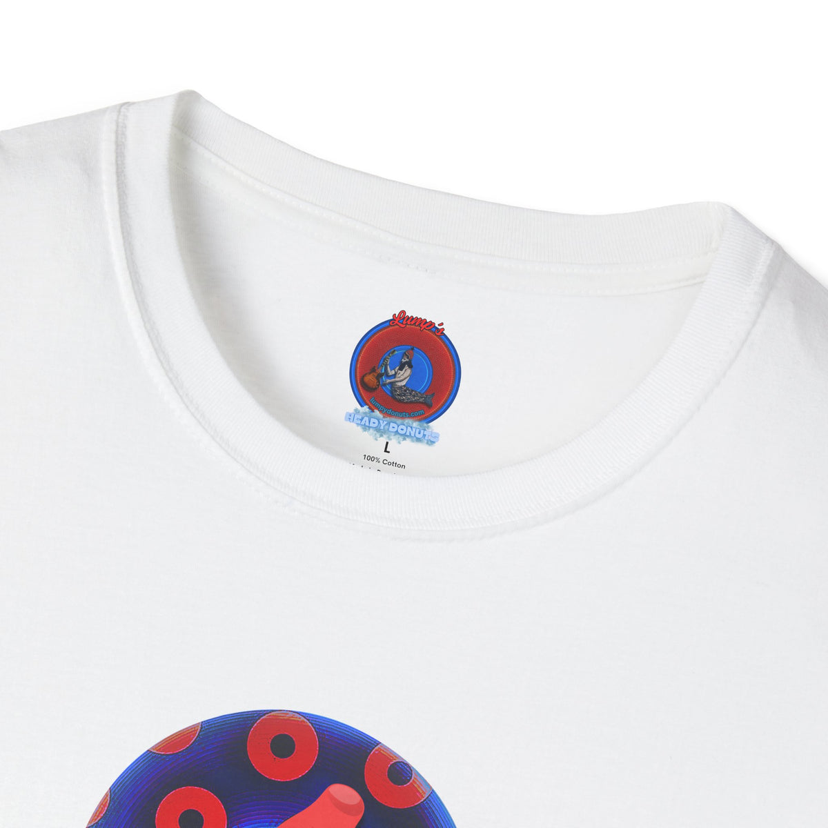 Classic Donut Tee - Unisex Soft-Style - "Blow this Popsicle Stand" - blue/red paradox bomb pop donut - variant 1