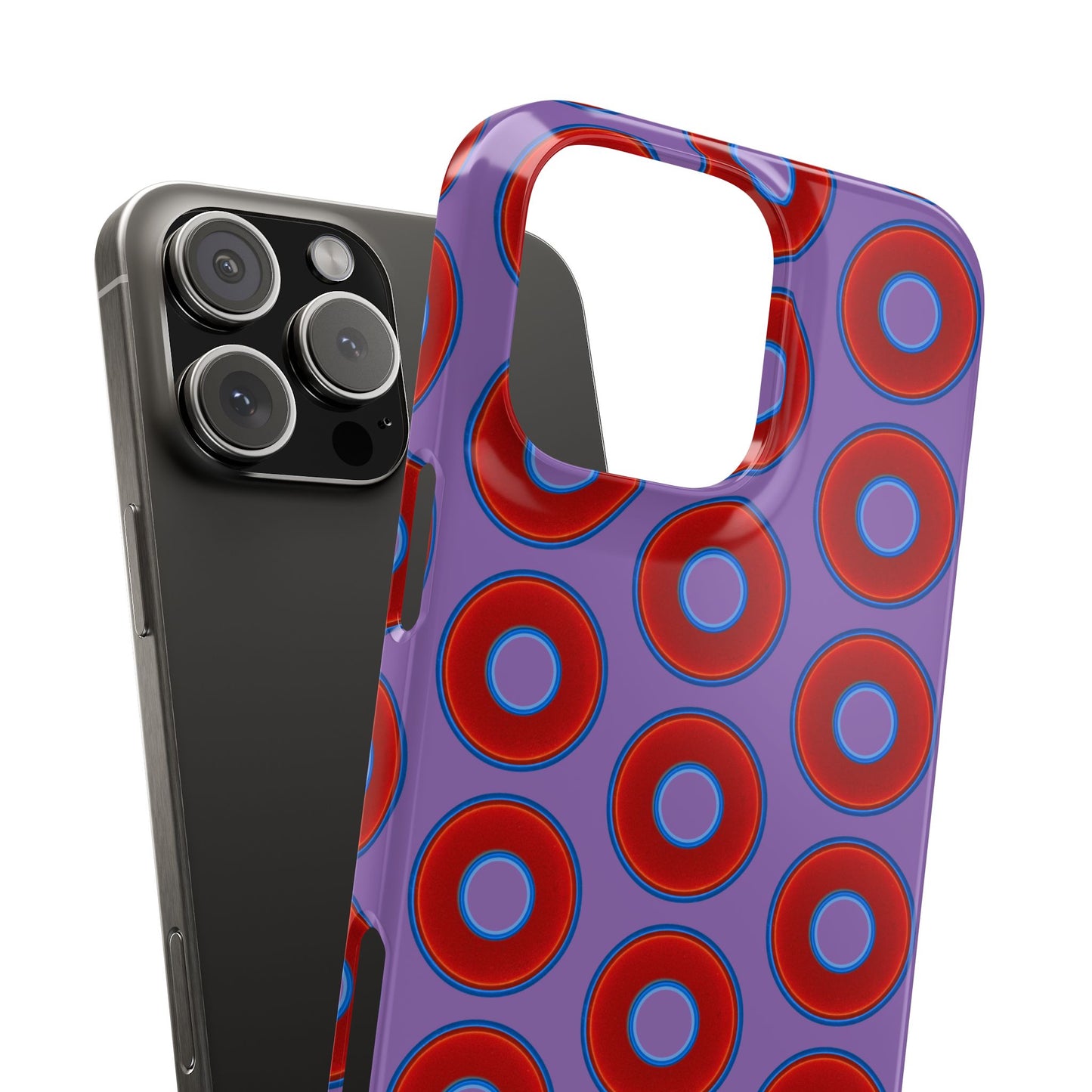 Lumpy Donut Snap Case - red vivid donut print w/light purple background