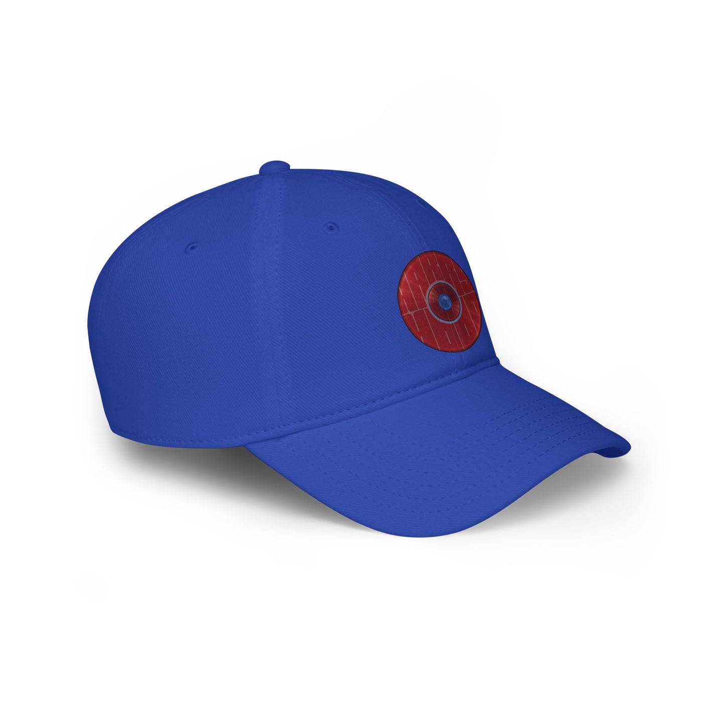 Lumpy Donut Baseball Cap - "Harry Hoodlum Donut Cap" - variant 4 - vivid red donut w/words