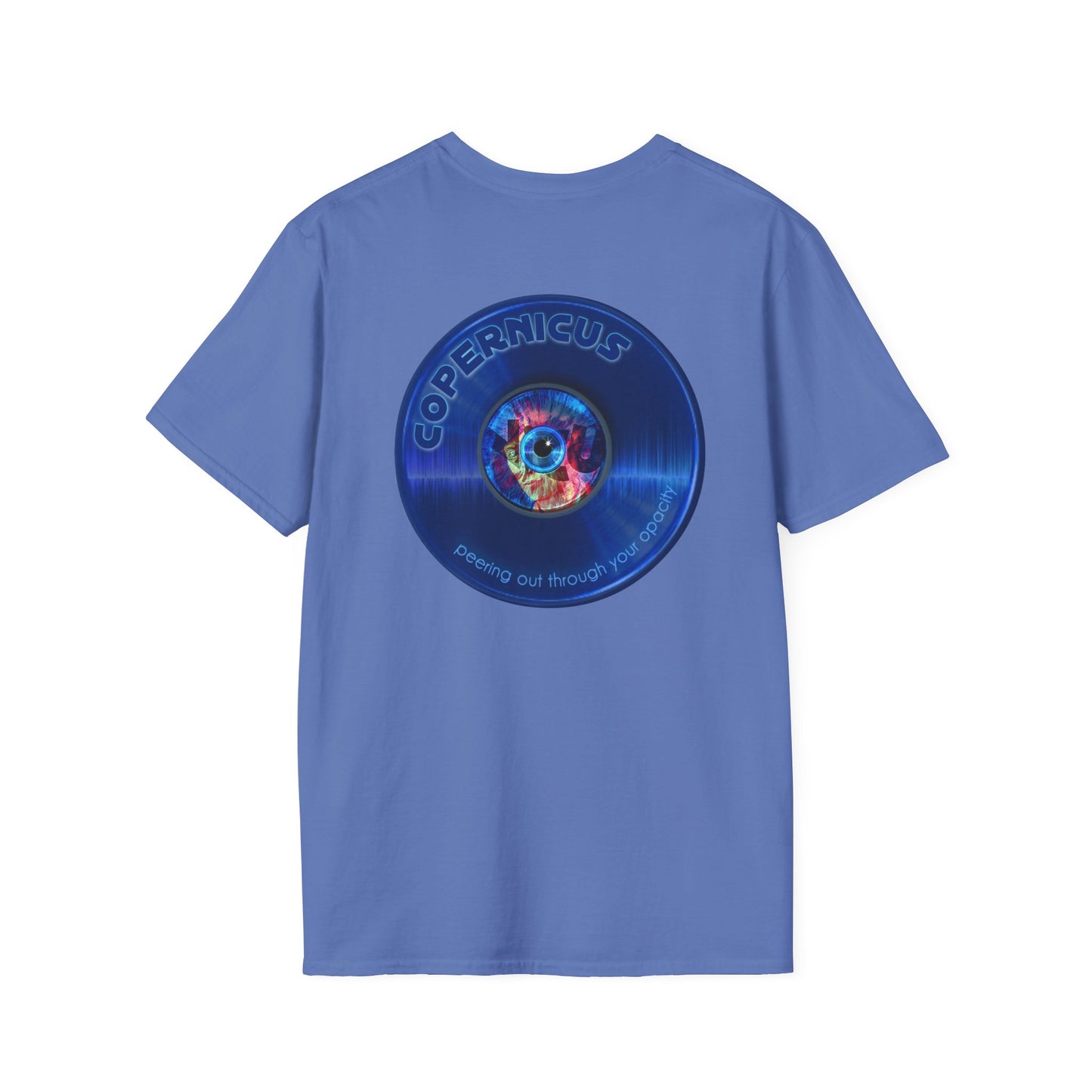 Classic Donut Tee - Unisex Soft-Style - "Drunken Copernicus" - series 1.0 - blue donut - variant 2