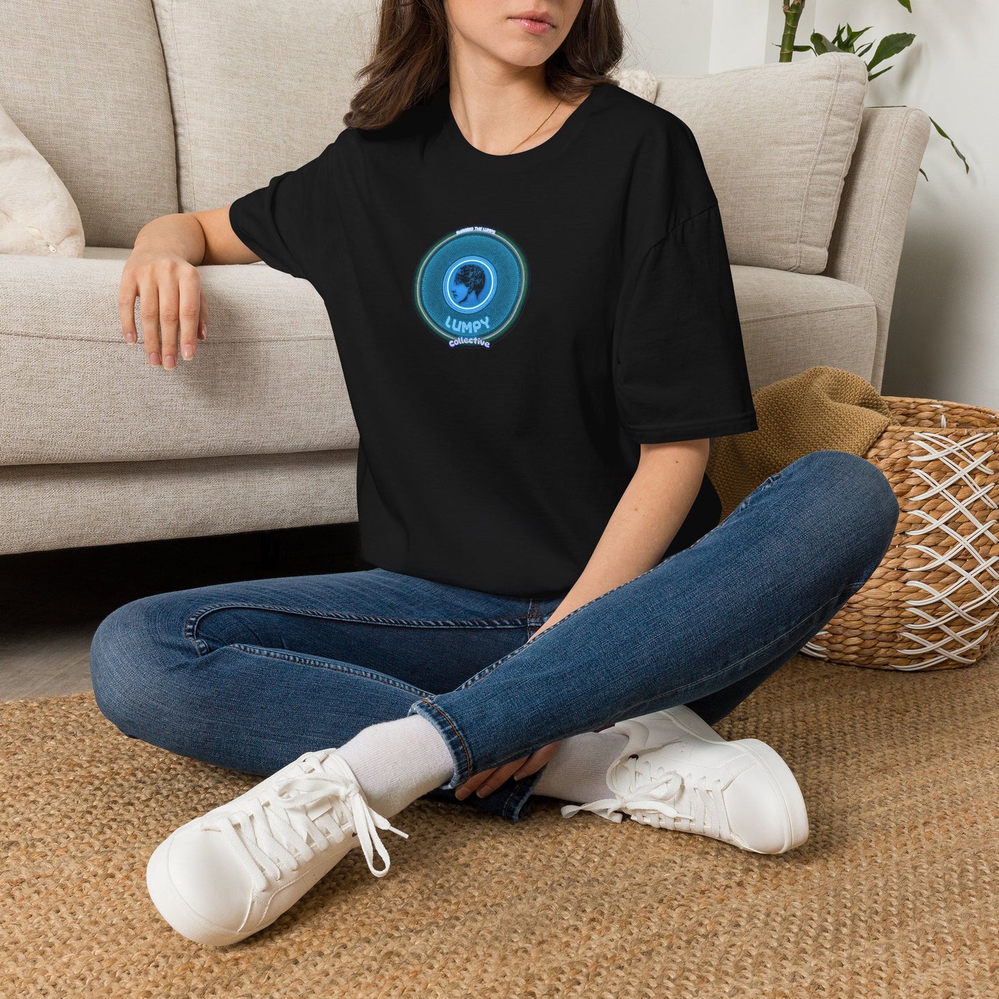 Classic Donut Tee - Unisex Soft-Style - "Lumpy Collective Donut" - aquamarine blue/green lumpy donut - variant 3