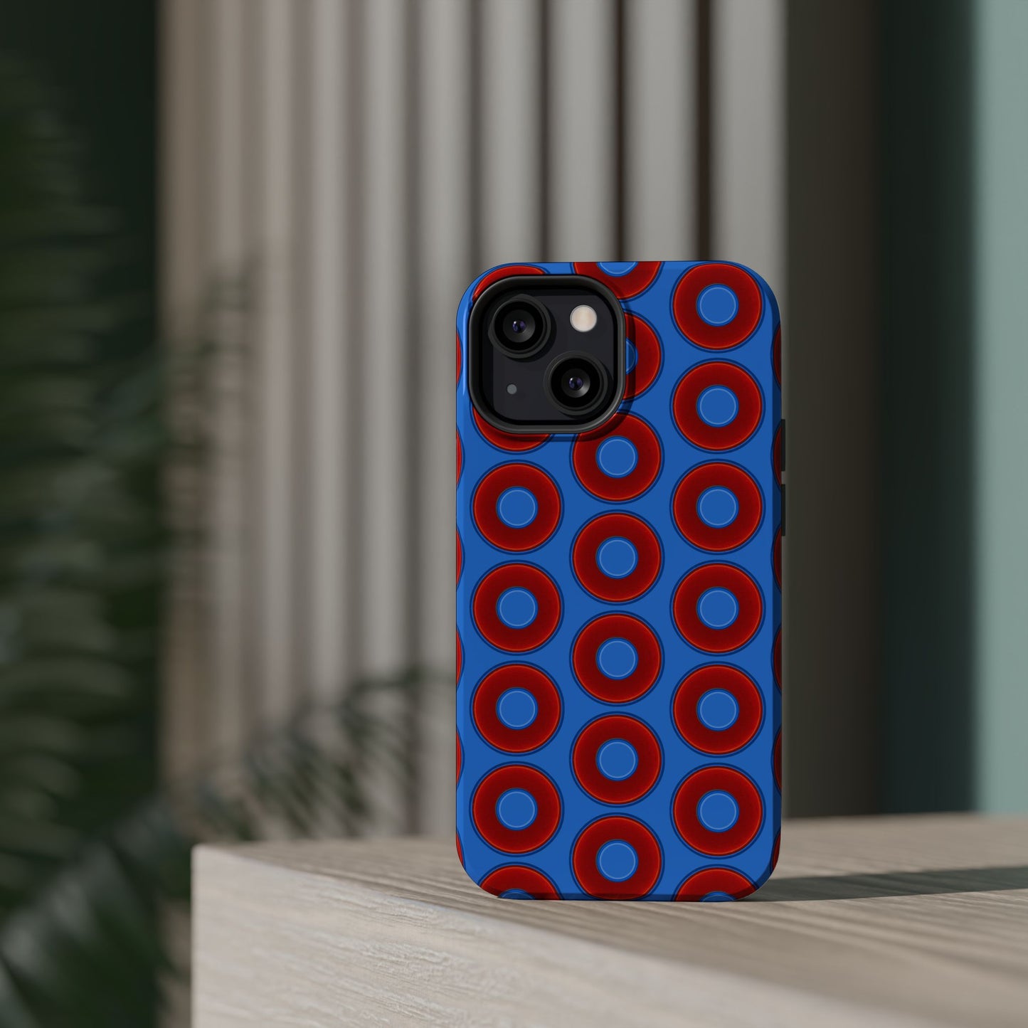 Magnetic Tough Donut Case - red vivid donut print w/light royal blue background