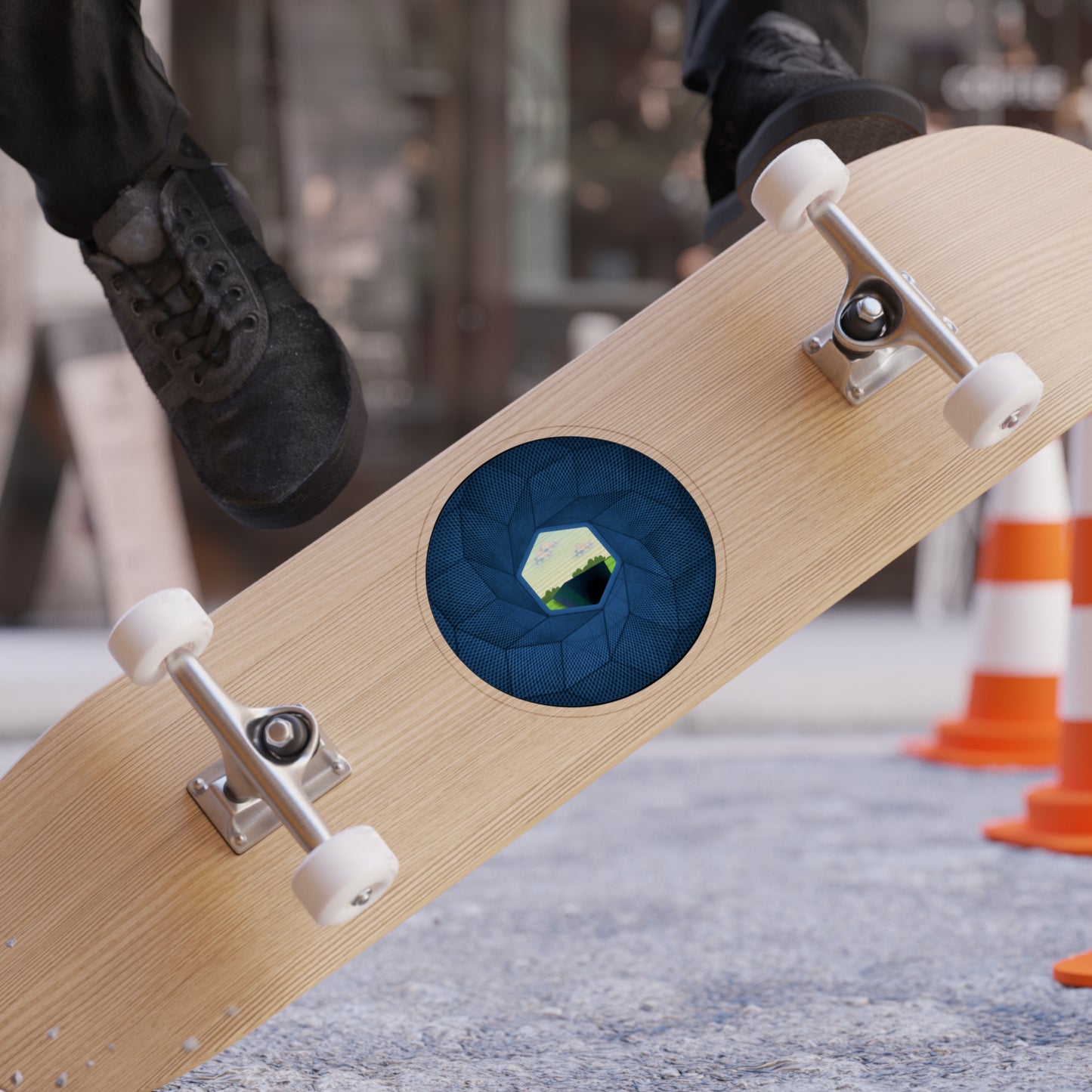 Donut Bumper/Outdoor Sticker - "Rhombus Cubed? Mind Blown" - series 1.0 - blue cubed donut - [Die-Cut] 6"x 6"