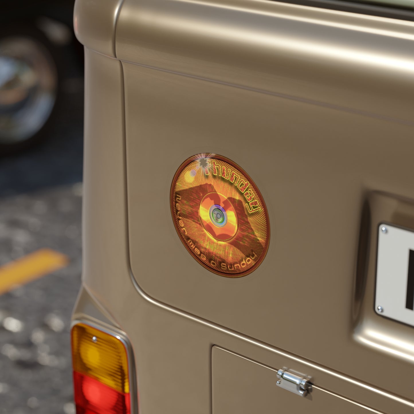 Donut Bumper/Outdoor Sticker - "Phunday Donut" - series 1.0 - variant 2 - golden donut [Die-Cut] 6"x 6"