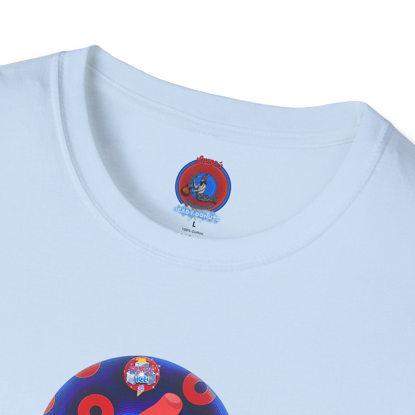 Classic Donut Tee - Unisex Soft-Style - "Blow this Popsicle Stand" - blue/red paradox bomb pop donut - variant 2