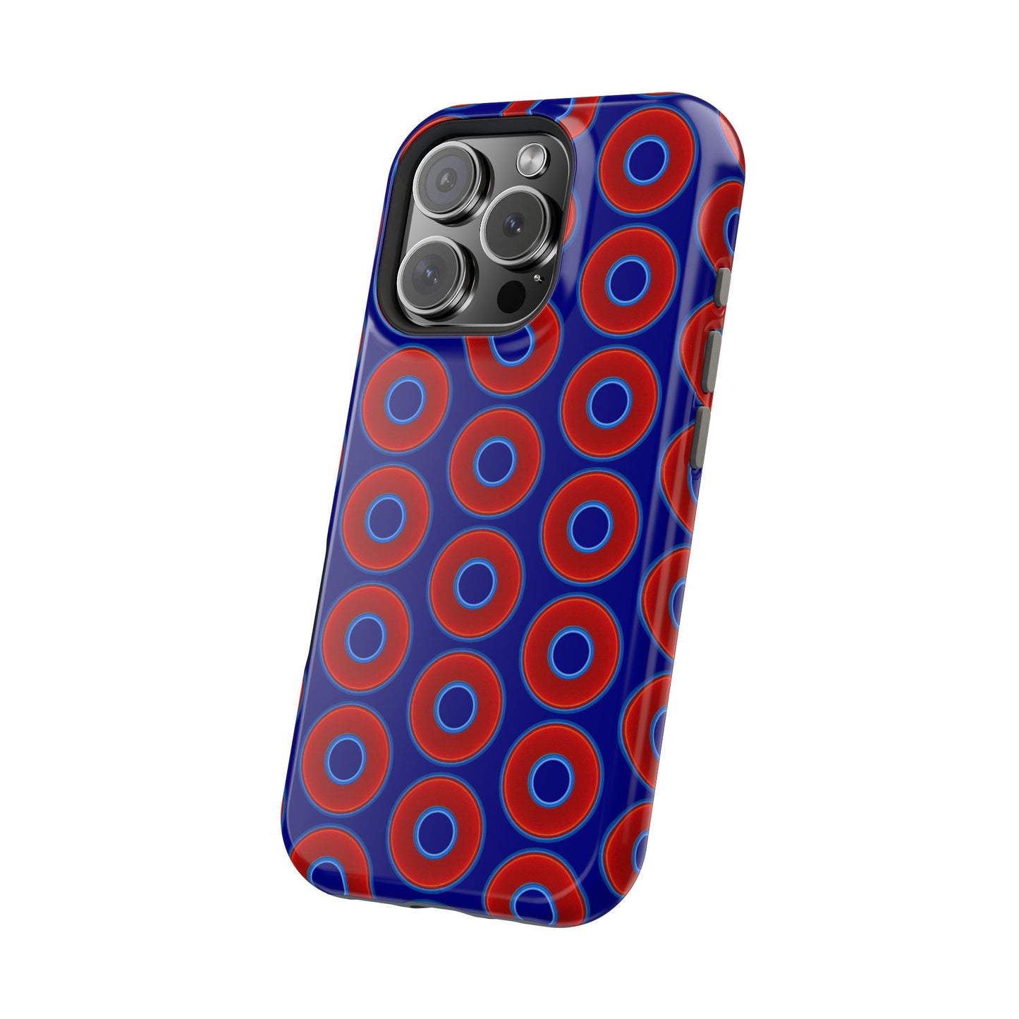 Magnetic Tough Donut Case - red vivid donut print w/vivid navy blue background