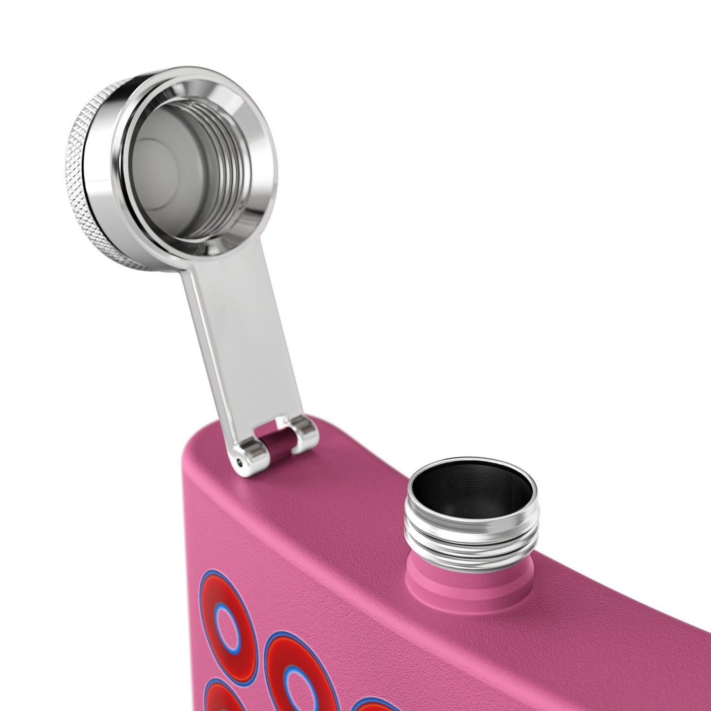 Lump's Donut Flask 6 oz - Lumpy Donut Print - red donuts - [*w/your choice of 9 backgrounds]