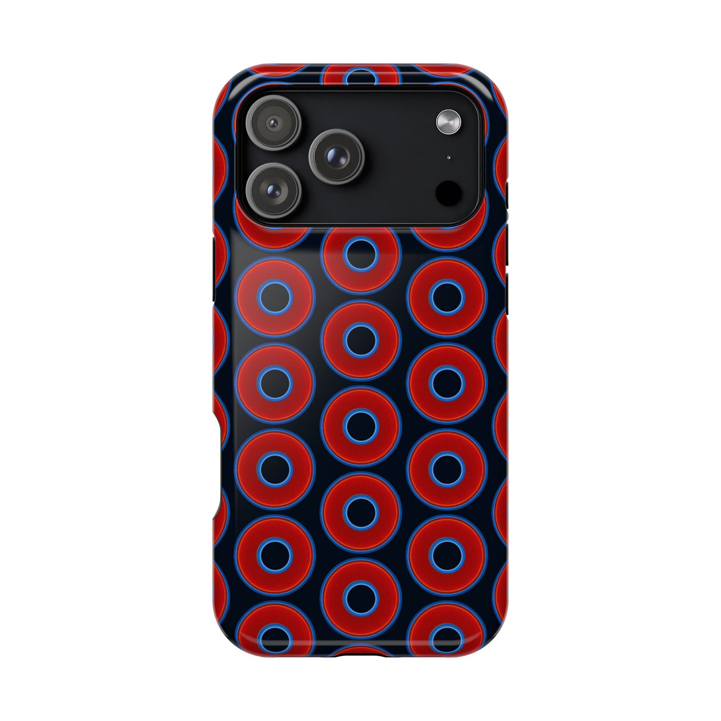 Magnetic Tough Donut Case - red vivid donut print w/blue charcoal background