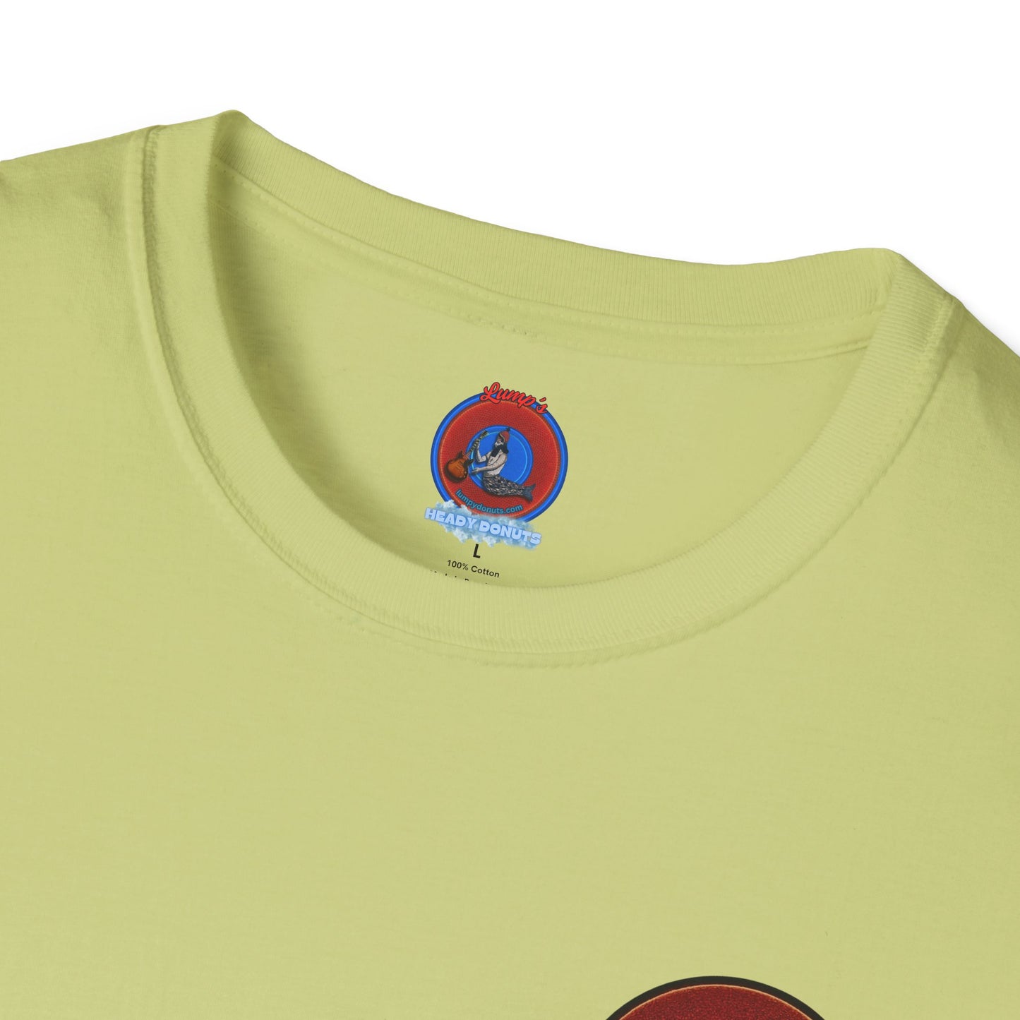 Classic Donut Tee - Unisex Soft-Style - "Dis sheet, it's bananas!" - series 1.0 - variant 4- dark red donut