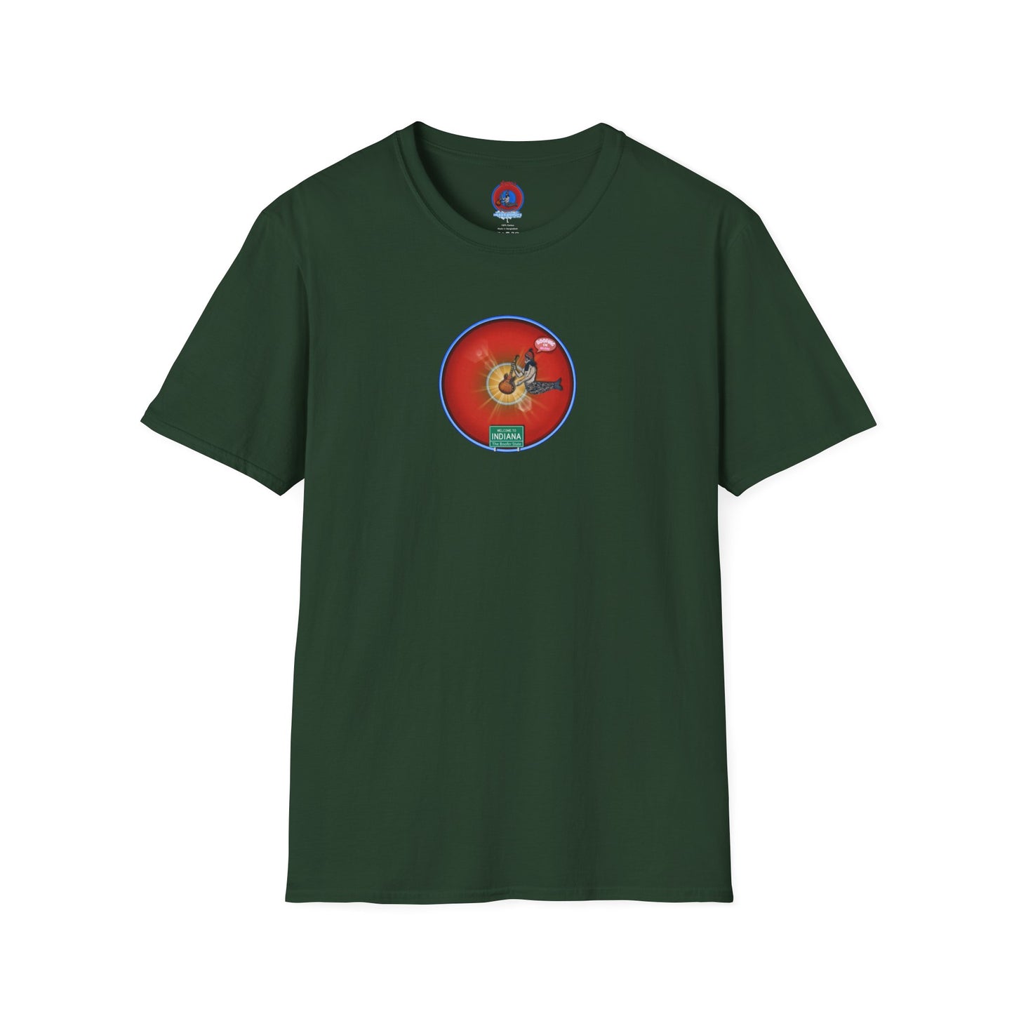 Classic Donut Tee - Unisex Soft-Style - "Indiana is for Boofers" - vivid red/blue plumpy donut - variant 1 - w/toppings
