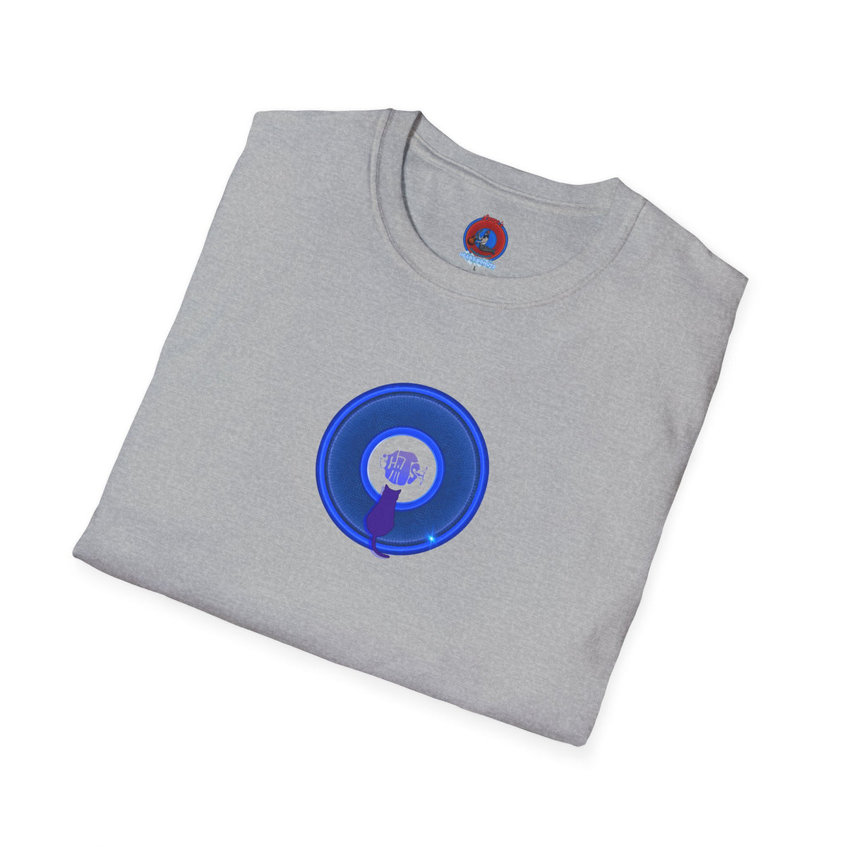 Classic Donut Tee - Unisex Soft-Style - "Cats: The Donut" - rustic blue/blue donut - variant 1