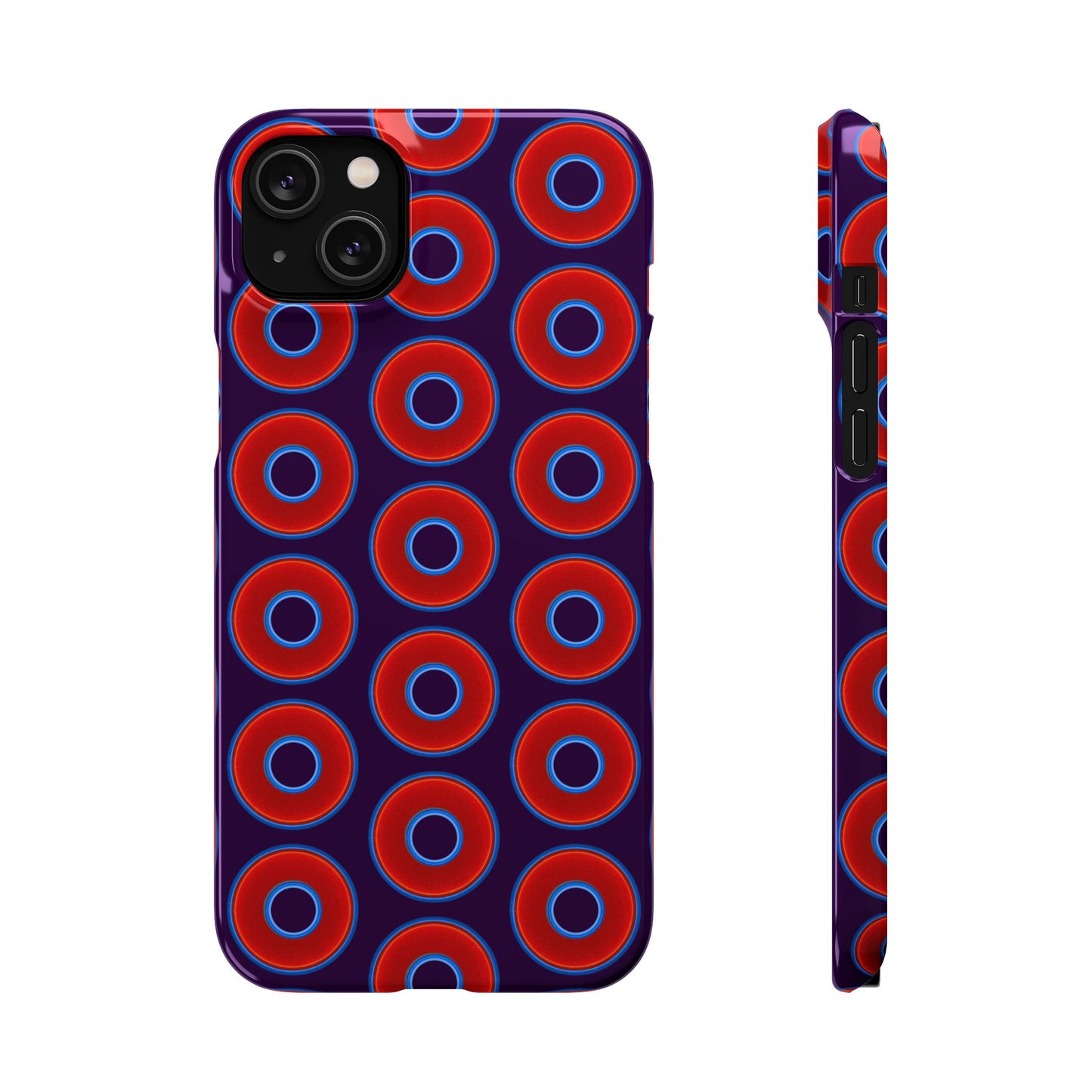 Lumpy Donut Snap Case - red vivid donut print w/midnight purple background