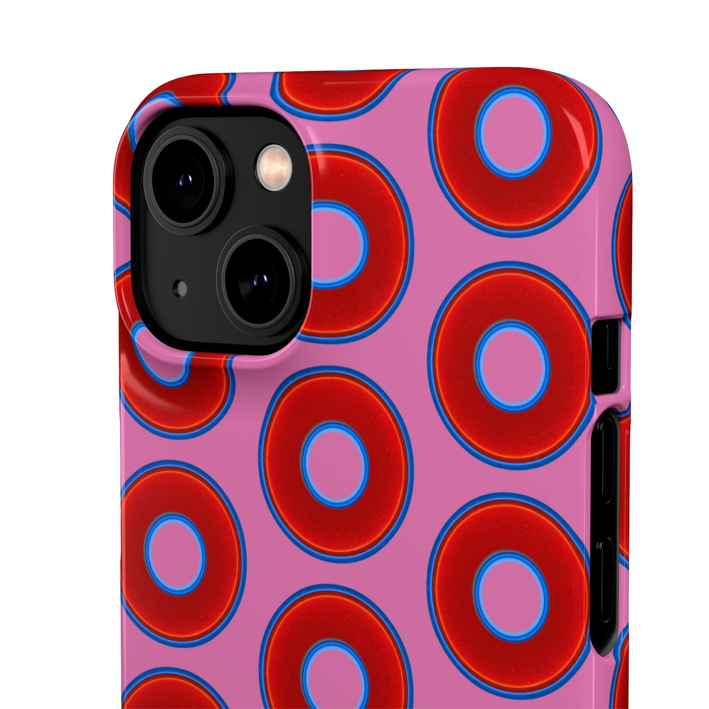 Lumpy Donut Snap Case - red vivid donut print w/light pink background