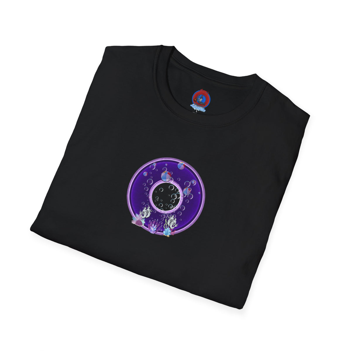 Classic Donut Tee - Unisex Soft-Style - "Sure That Sirens Made This Donut For Me" - vivid dark purple/light purple donut