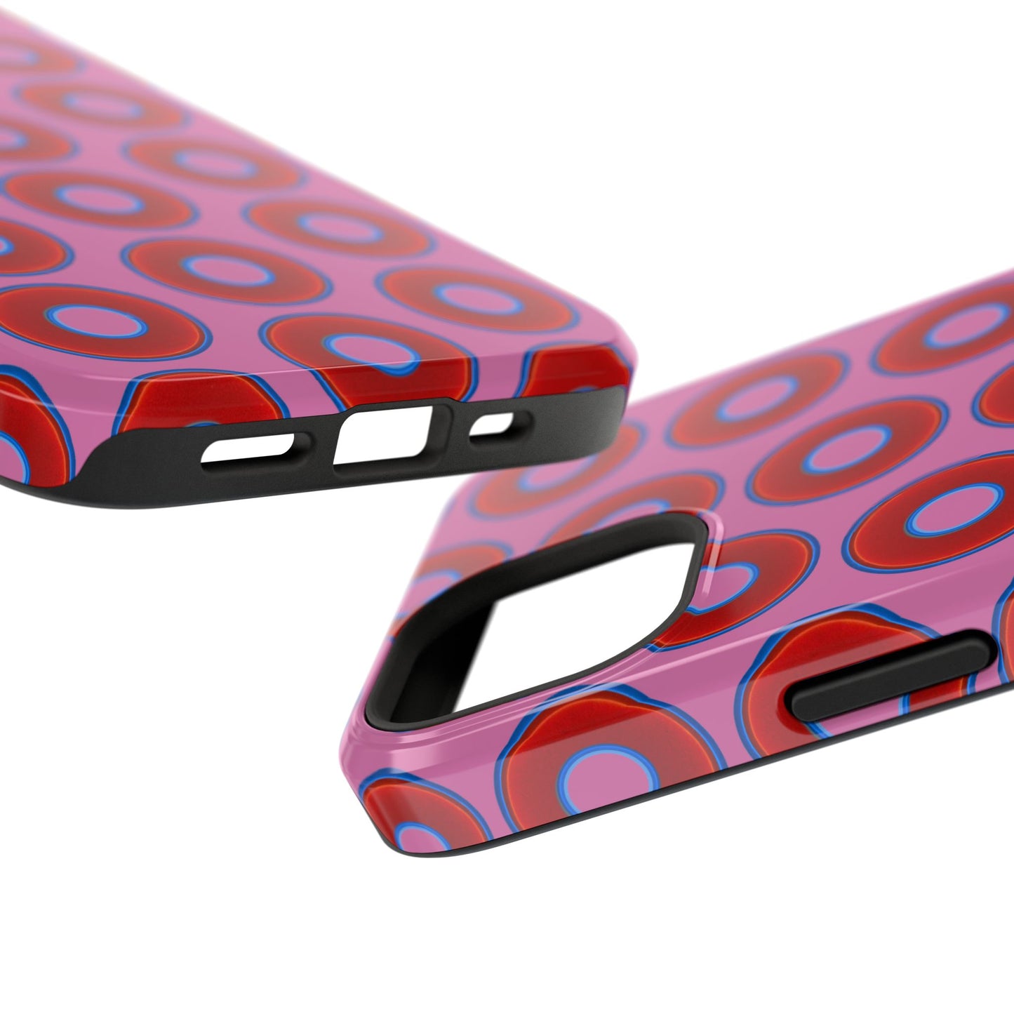 Impact-Resistant Lumpy Donut Case - red vivid donut print w/pink background