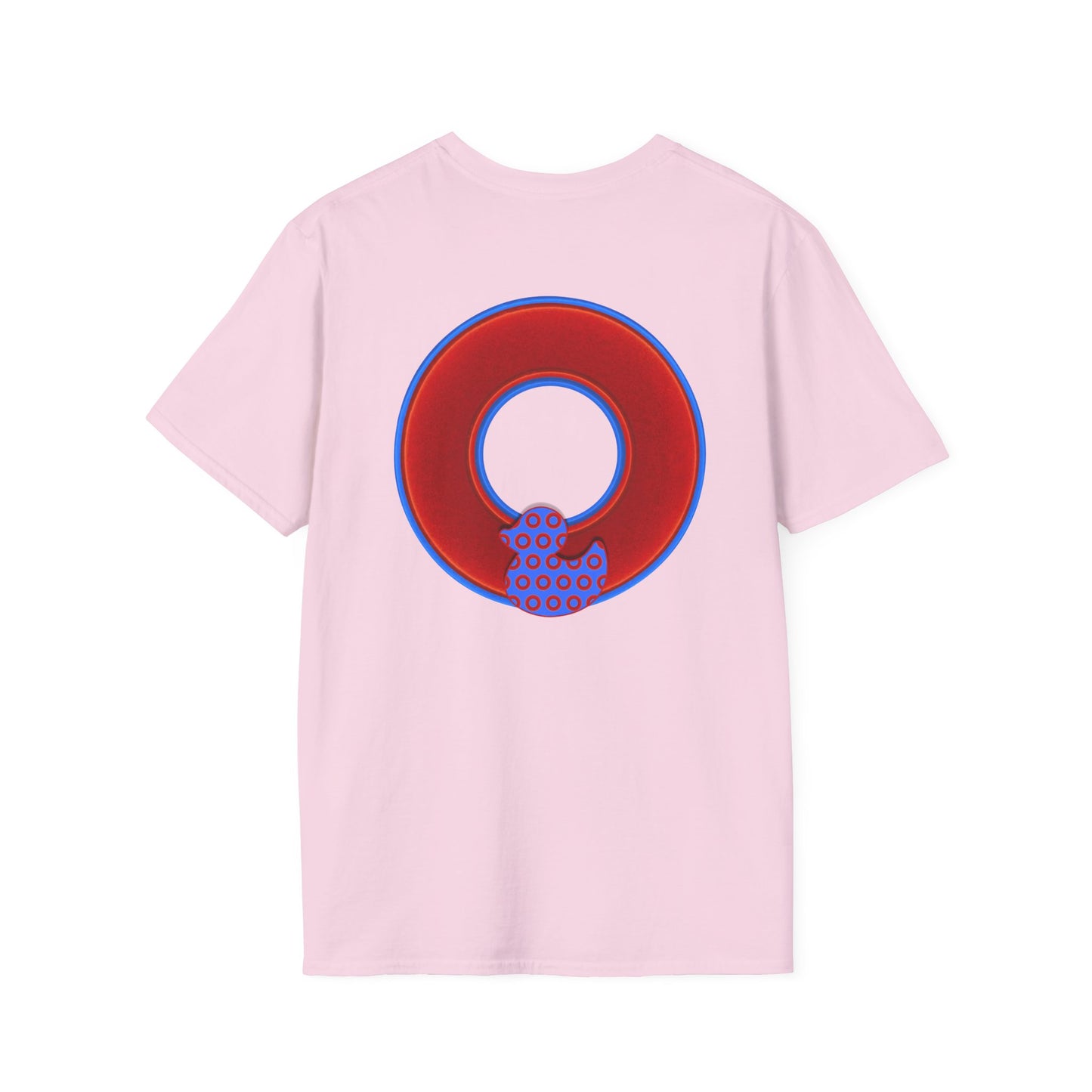 Classic Donut Tee - Unisex Soft-Style - "Rubber Ducky Bath Time Donut" - vivid red/blue donut - variant 1