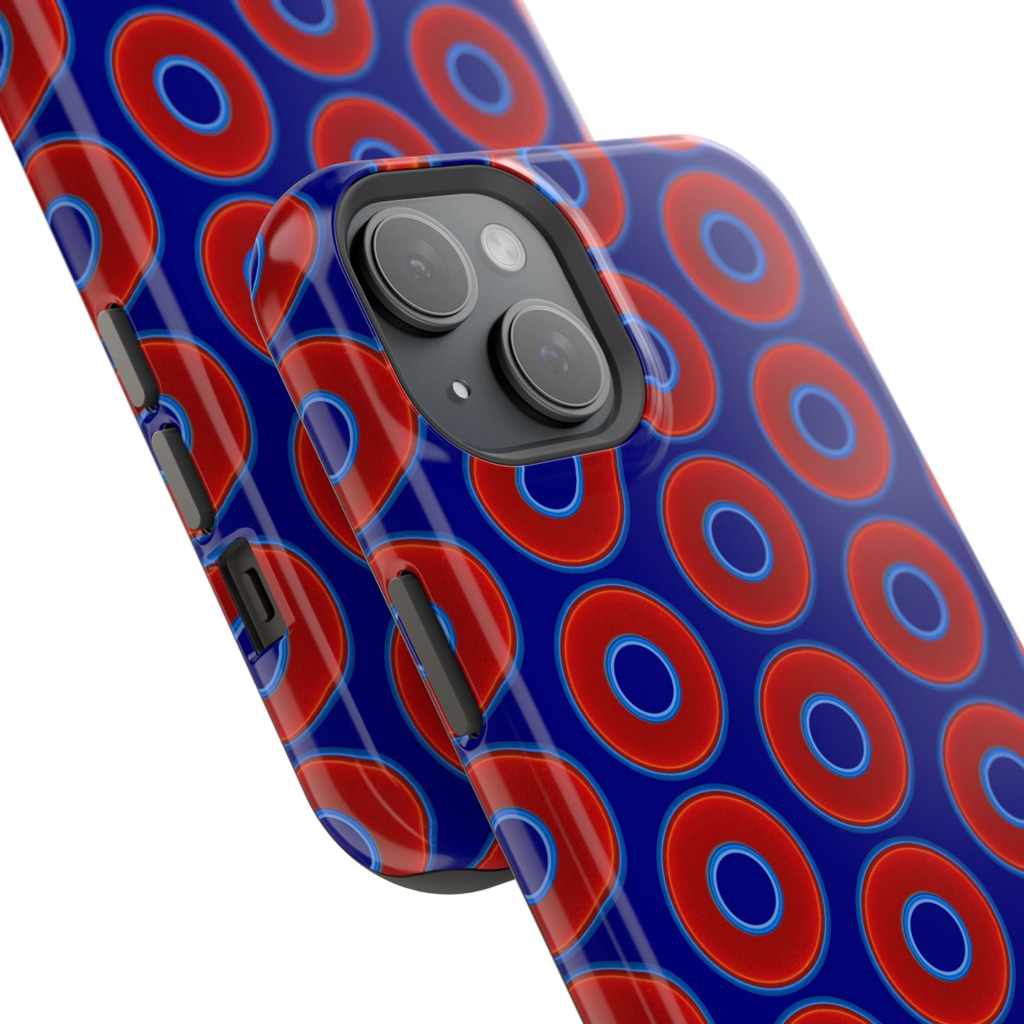 Magnetic Tough Donut Case - red vivid donut print w/vivid navy blue background
