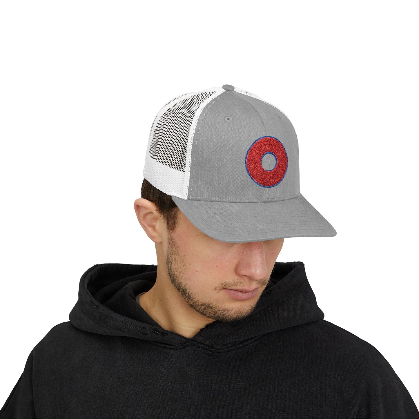 Lumpy Donut Trucker Hat - Red Embroidered Donut