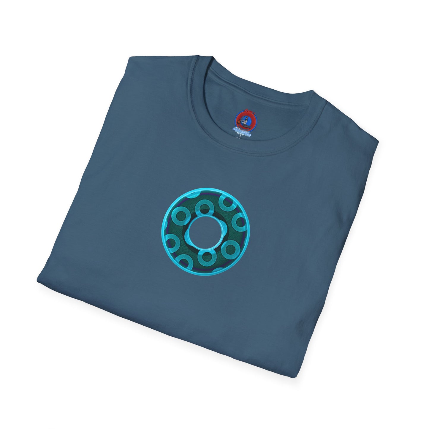 Plain Donuts/Unisex Soft-Style - "Plain Rustic Paradoxical Donuts" - light aquamarine/dark teal donuts