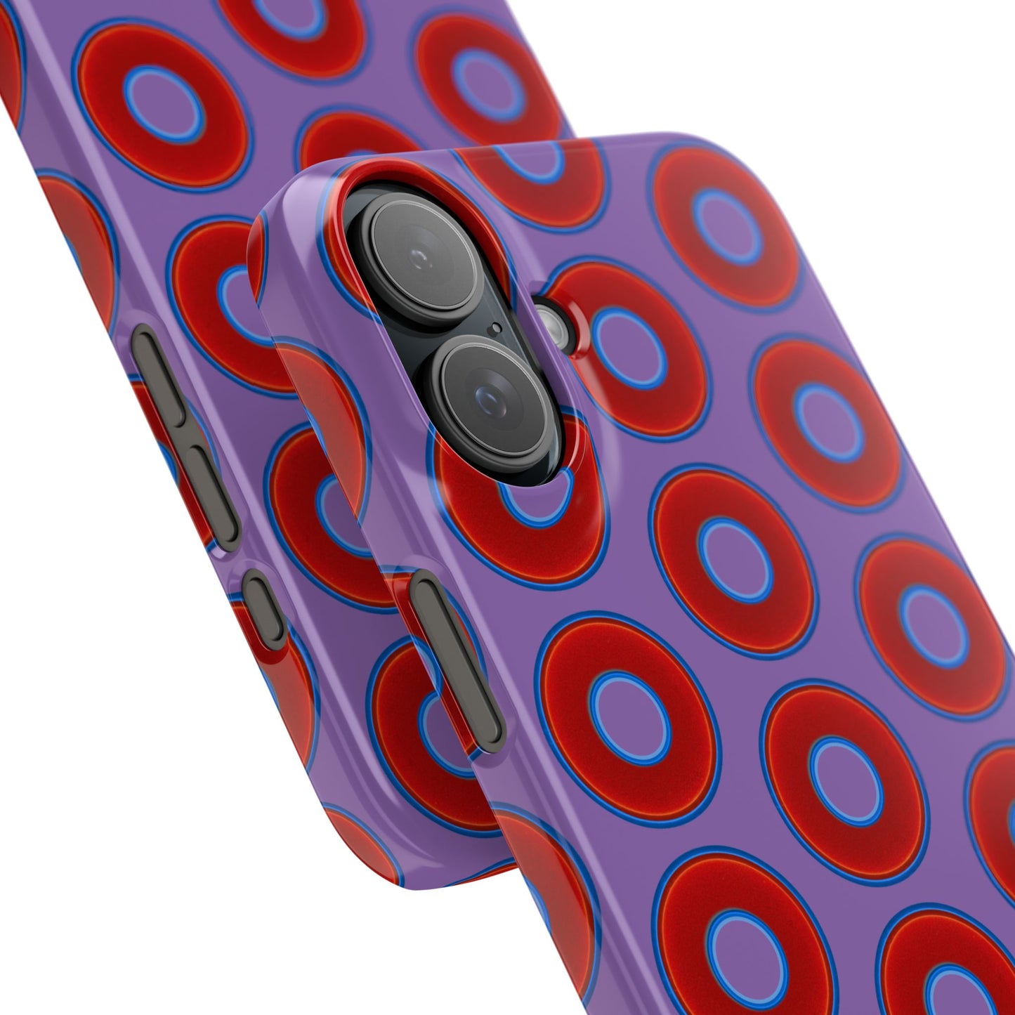Lumpy Donut Snap Case - red vivid donut print w/light purple background