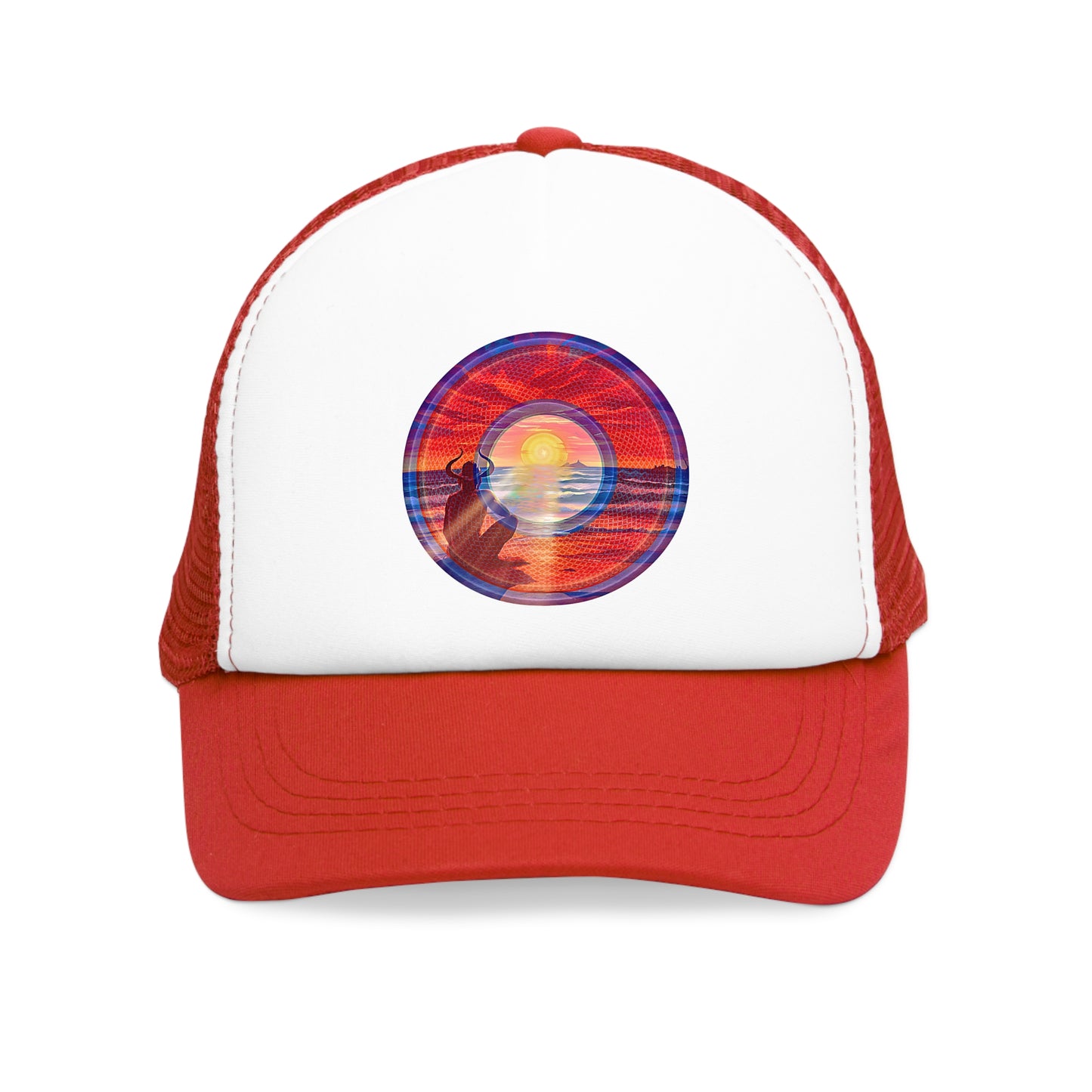 Lumpy Trucker Hat - "The Squirming Donut" - red donut