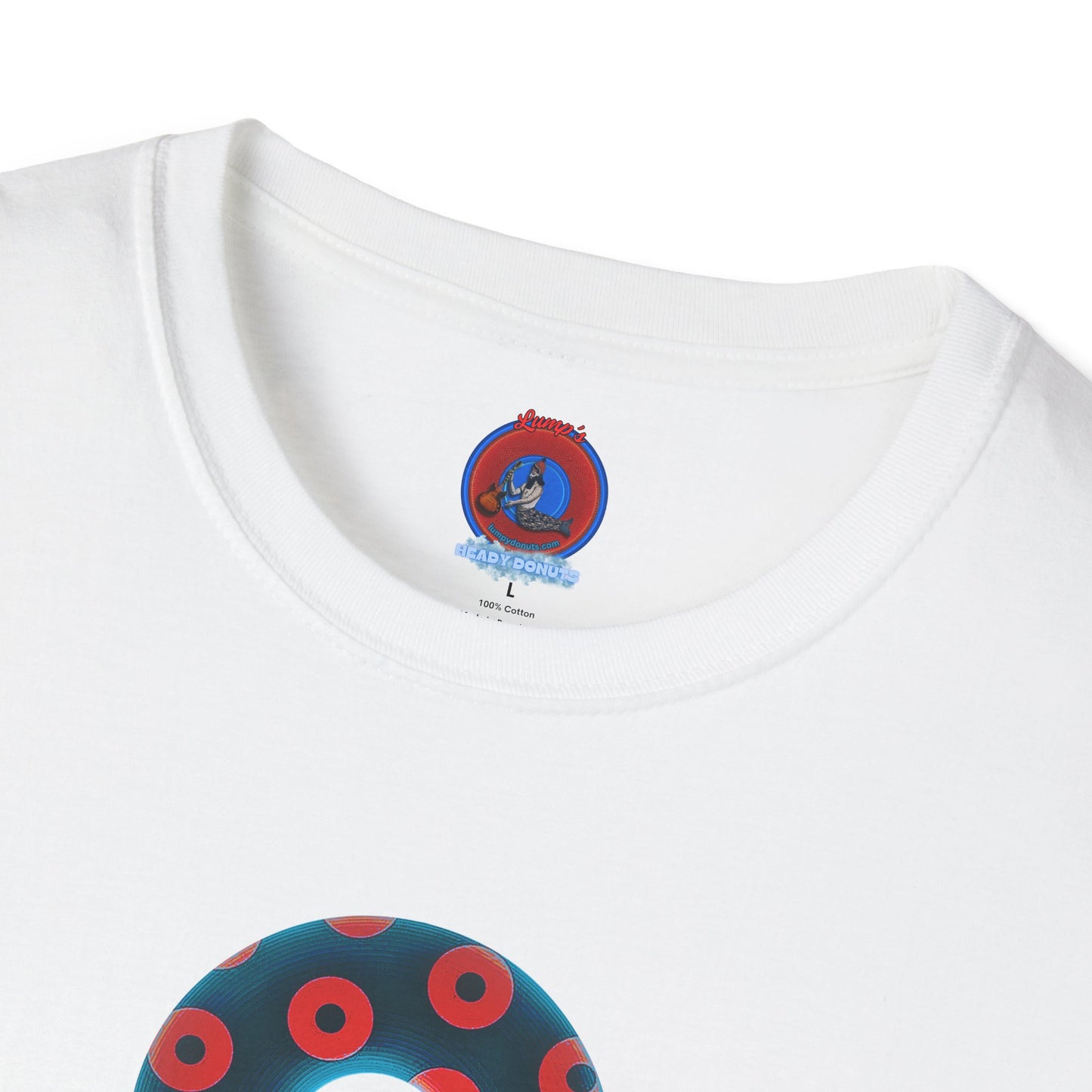 Plain Donuts/Unisex Soft-Style - "Plain Blimpy Paradoxical Donuts" - steel blue/red donuts
