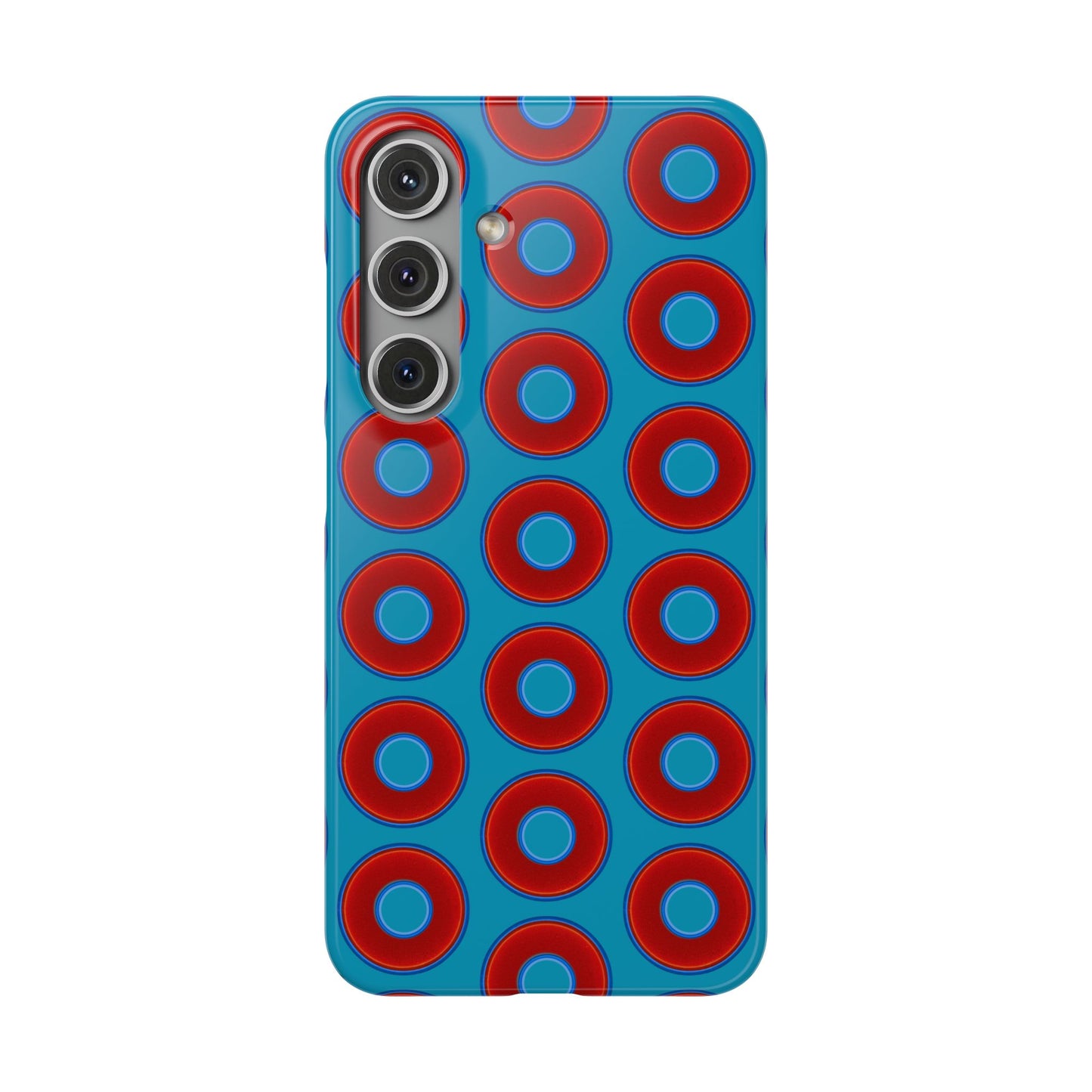 Lumpy Donut Snap Case - red vivid donut print w/aquamarine blue background