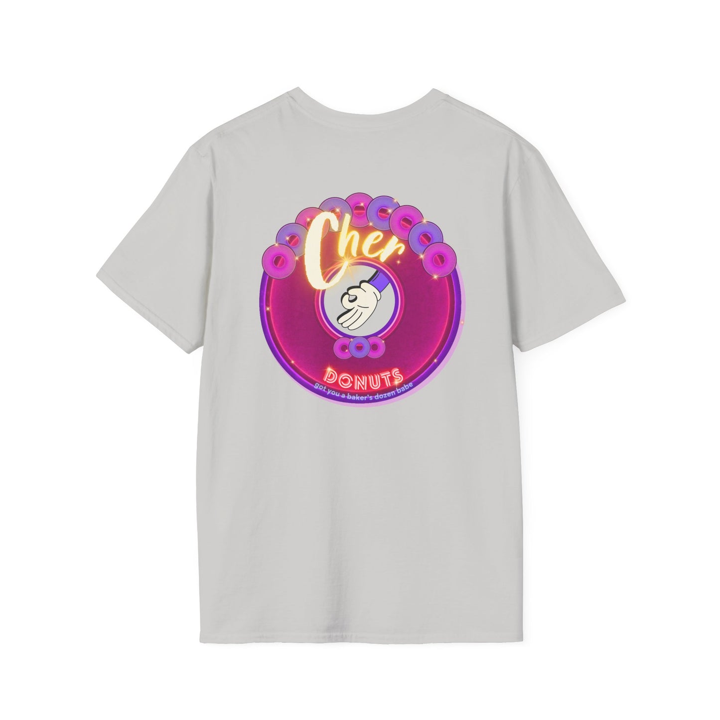 Classic Donut Tee - Unisex Soft-Style - "Chering is Caring Donut' - vivid magenta/purple donut