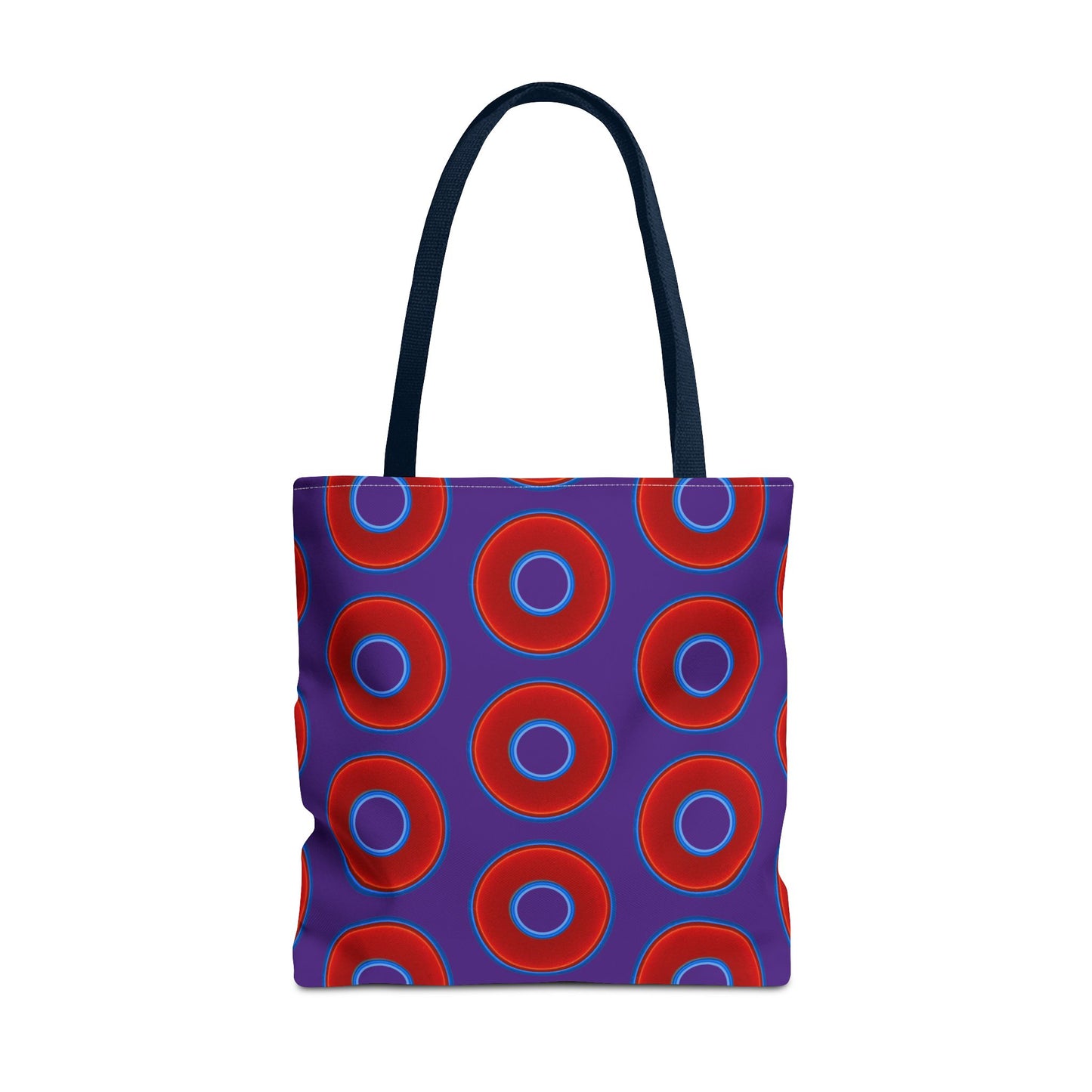 Lumpy Beach/Tote Bag - red vivid donuts w/dark purple background